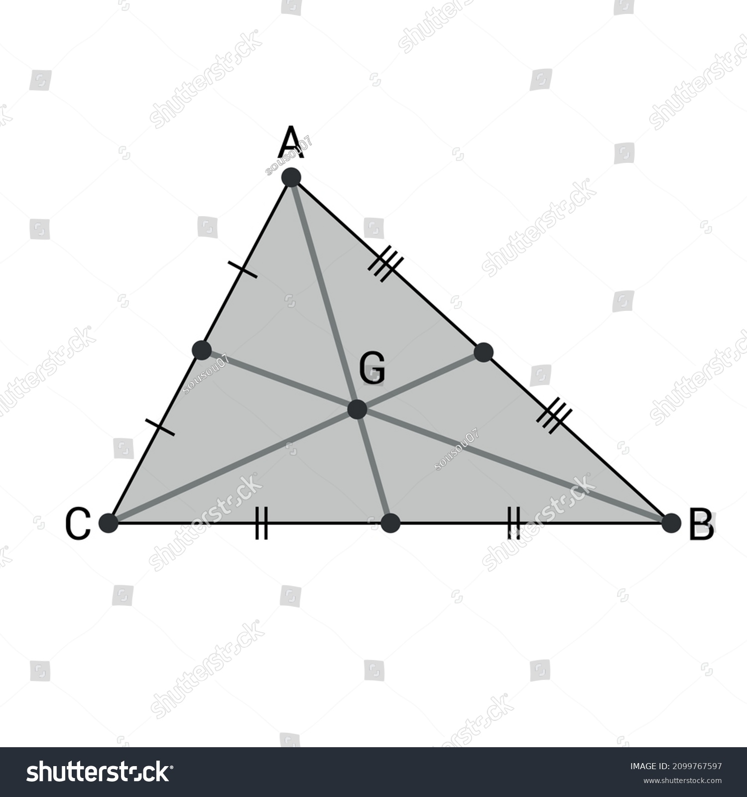 Centroid of a triangle. The intersection of the - Royalty Free Stock ...