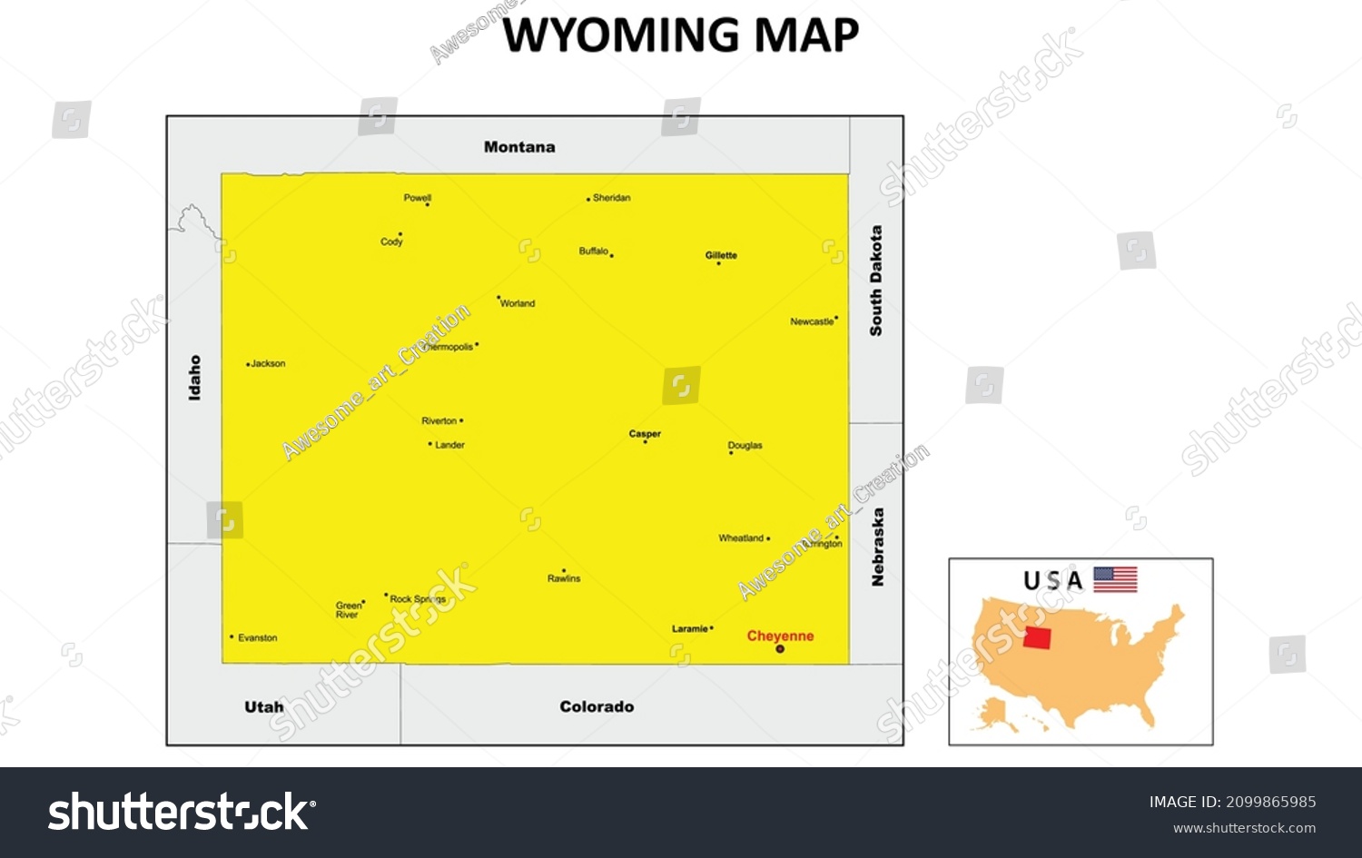 Wyoming Map State And District Map Of Wyoming Royalty Free Stock   Avopix 2099865985 