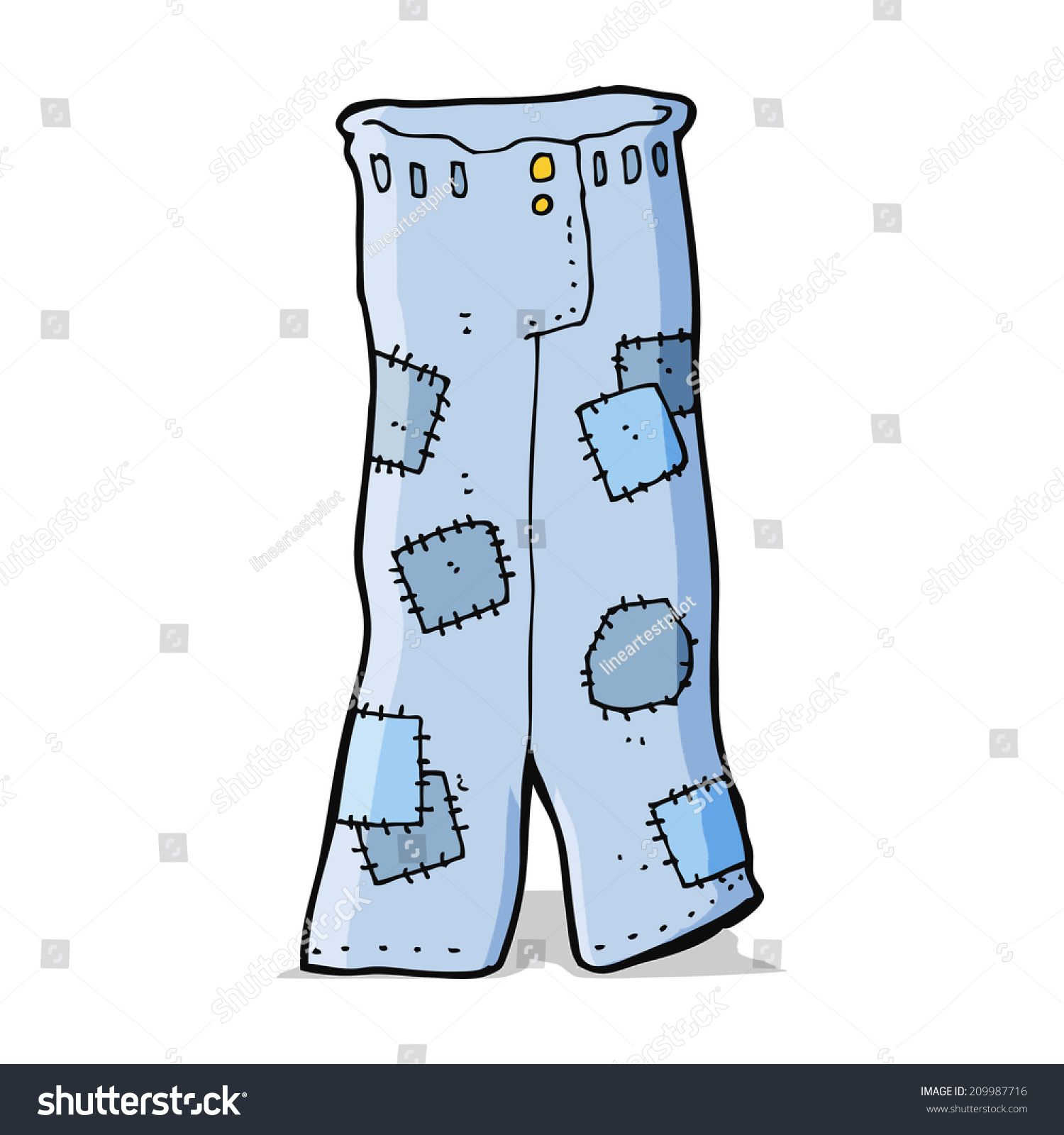 cartoon patched old jeans - Royalty Free Stock Vector 209987716 ...