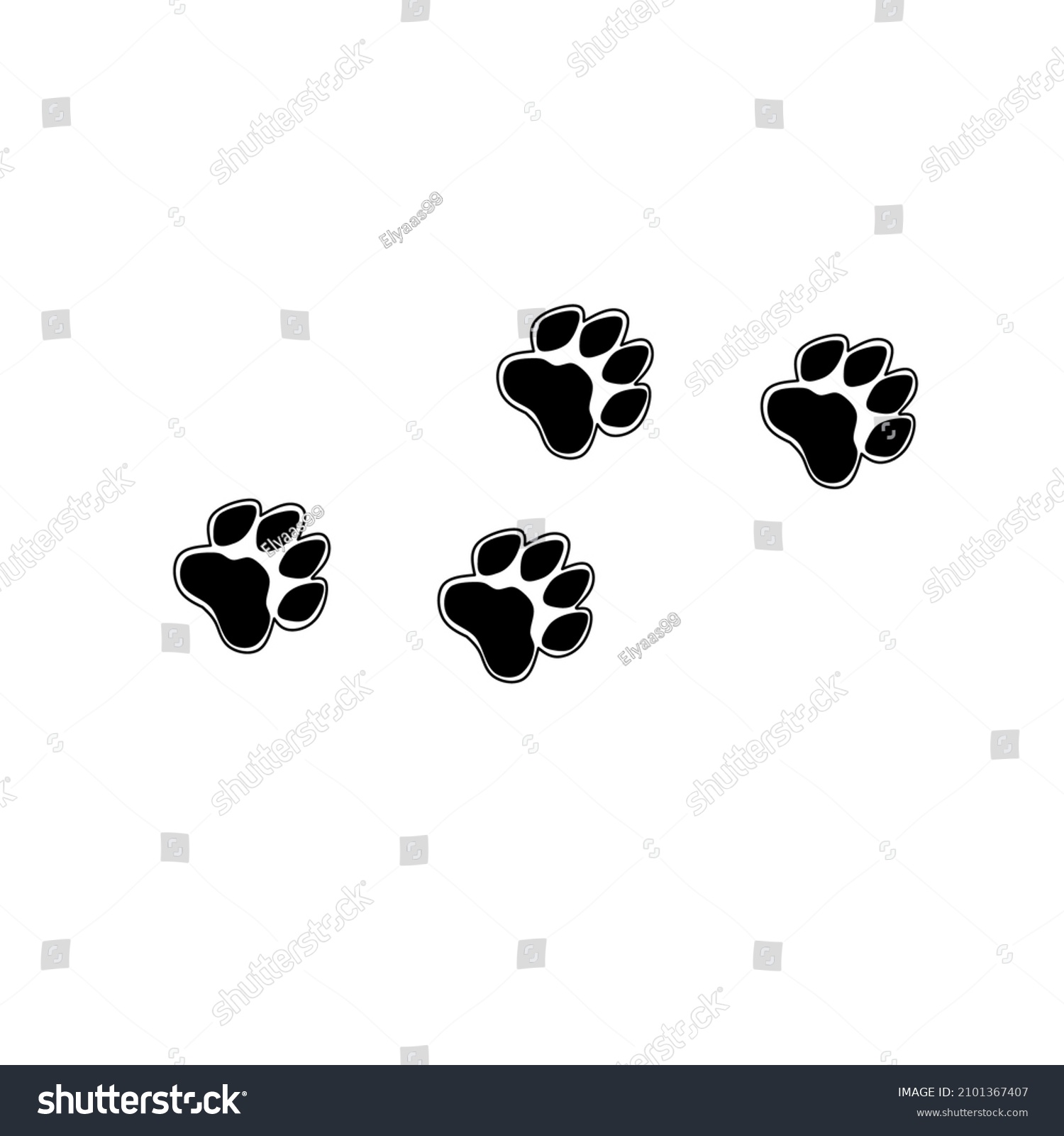 black dog footprints, On a white background - Royalty Free Stock Vector ...