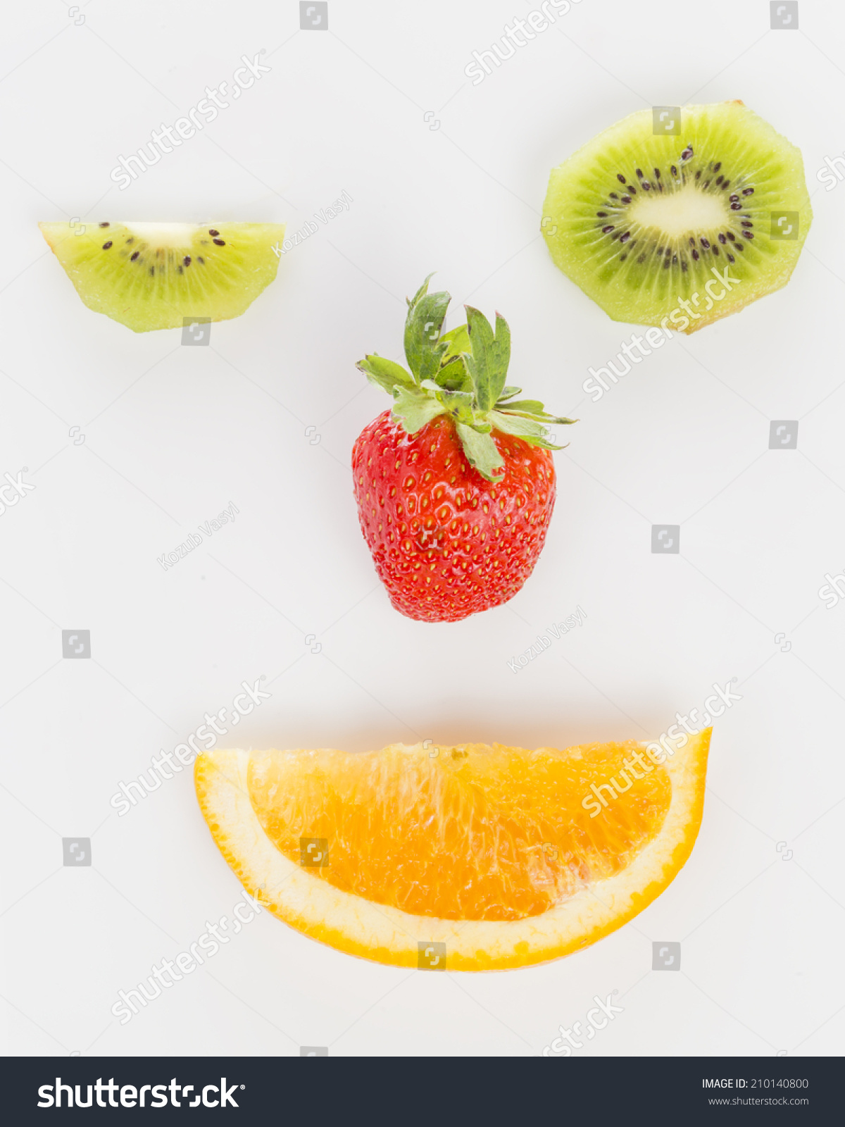 kiwi, strawberry and orange in the shape of the face #210140800