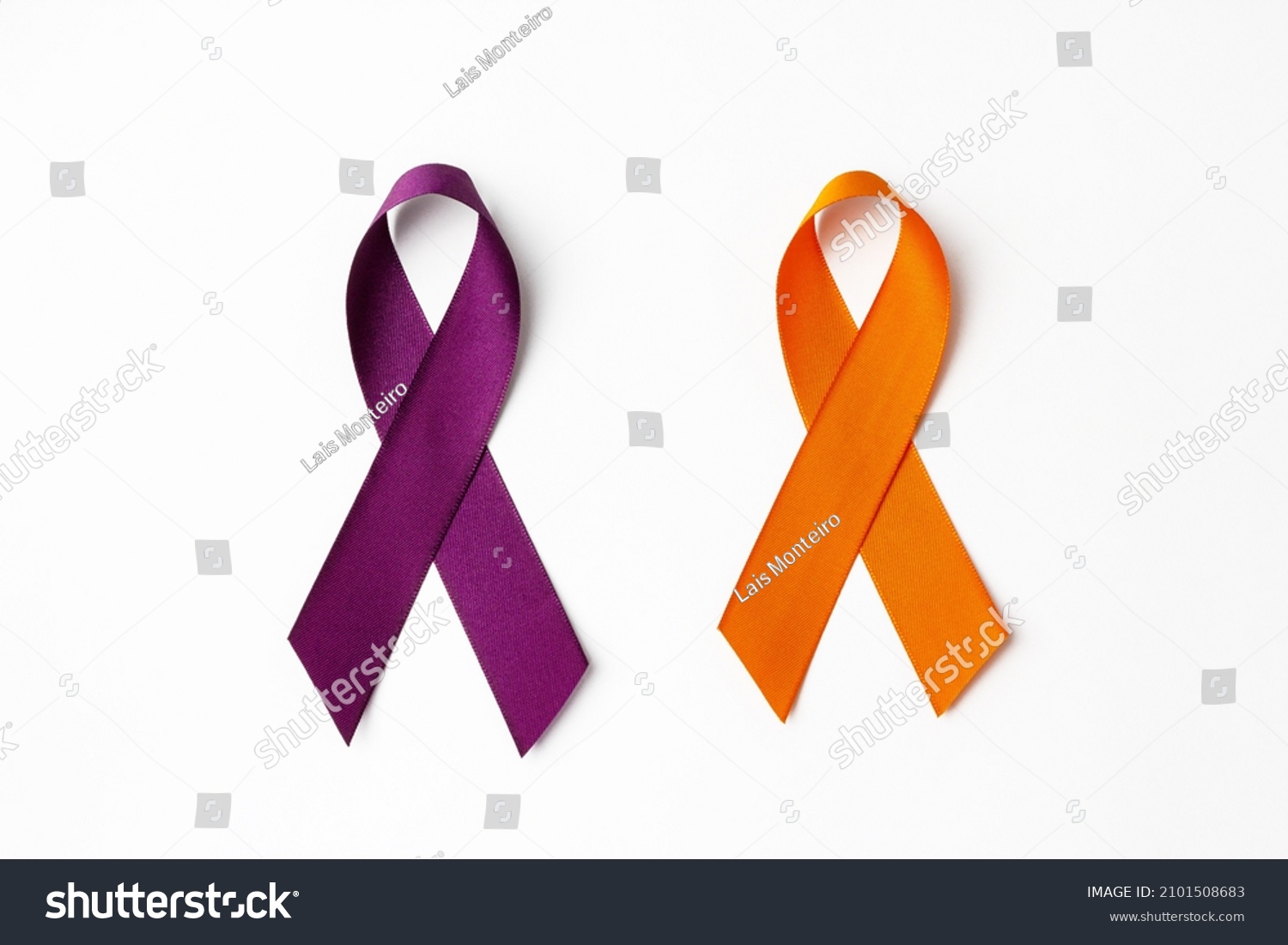 February awareness month campaign with purple and orange ribbon #2101508683