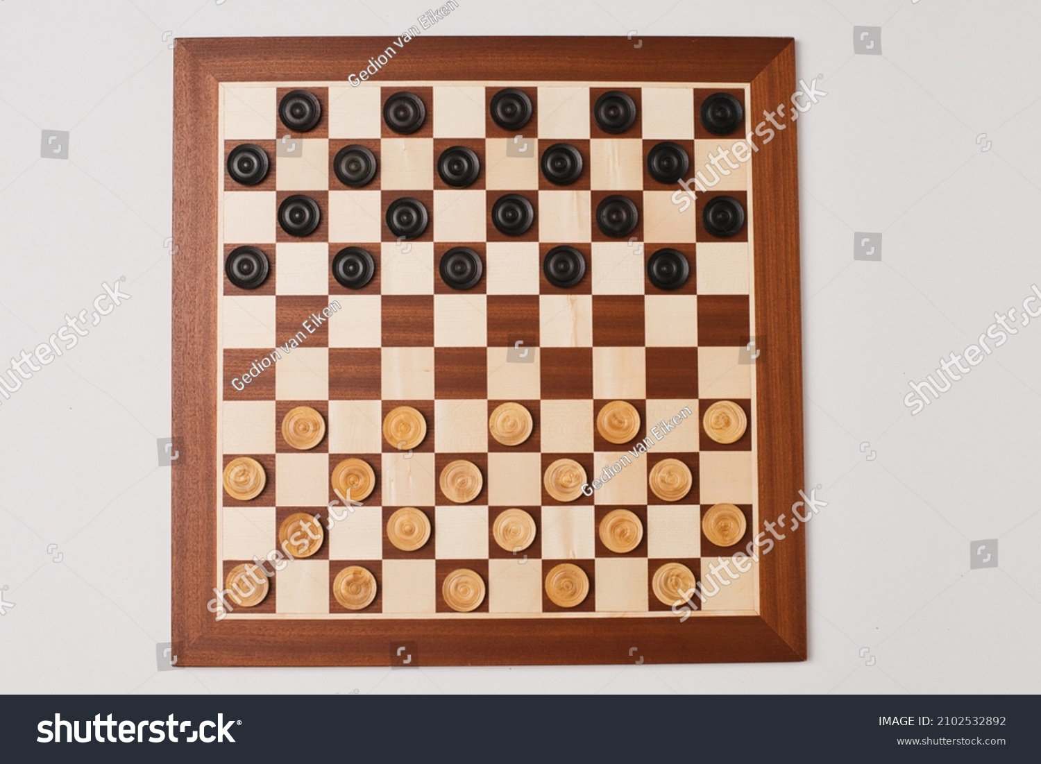 Draughts 10x10, checker board, wood design #2102532892