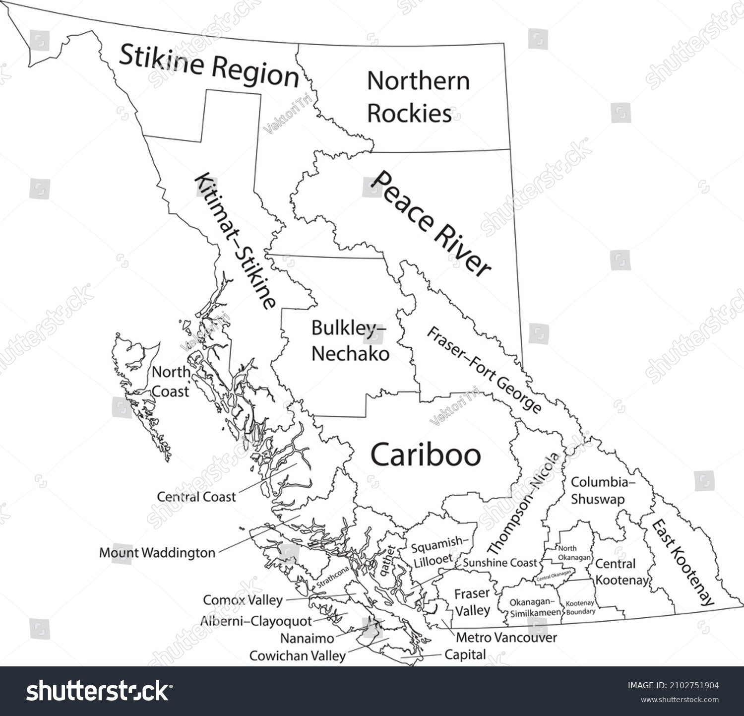 White flat vector administrative map of Canadian - Royalty Free Stock