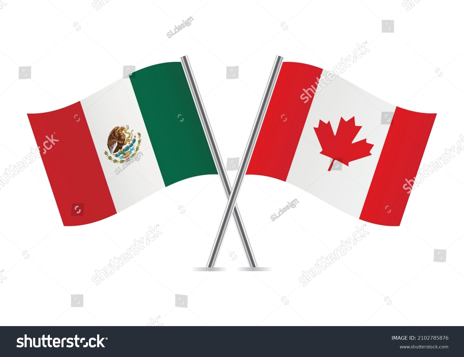 Mexico and Canada flags. Mexican and Canadian - Royalty Free Stock ...