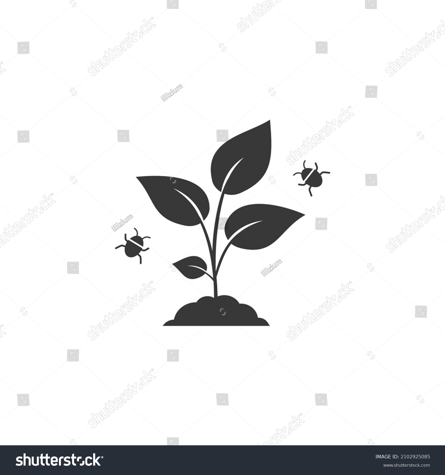 Pest plant icon, damage crop for aphid attack, harmful insect, tick or bug, editable stroke vector illustration #2102925085