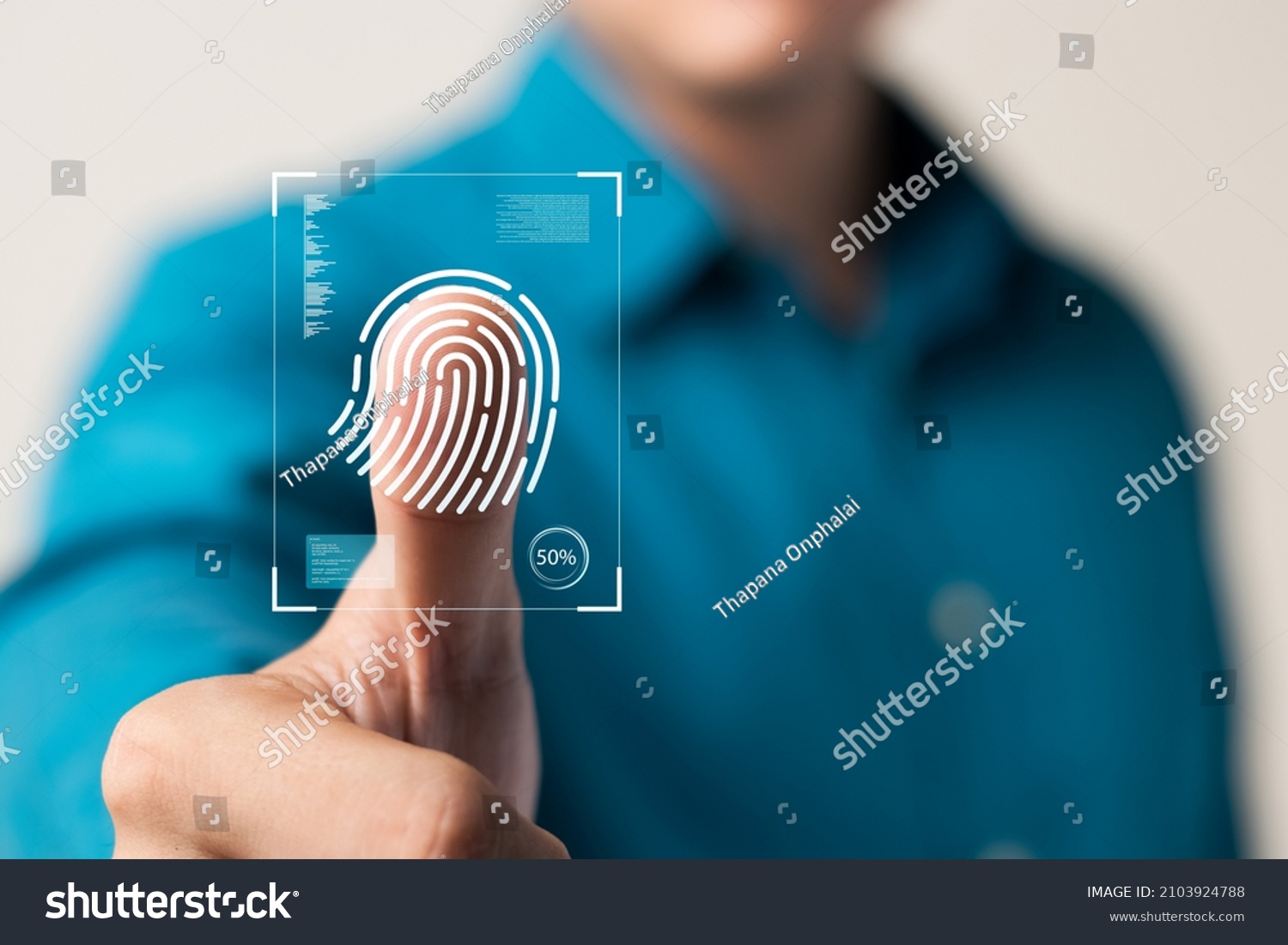 business man Fingerprint scanning and biometric authentication, cybersecurity and fingerprint password, future technology and cybernetics. #2103924788