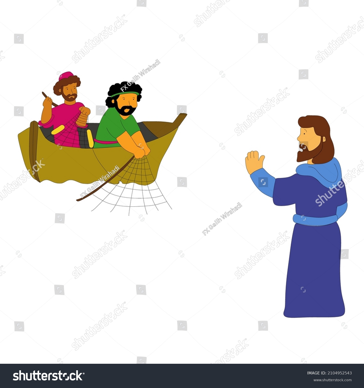 Jesus calls his first disciples - Royalty Free Stock Vector 2104952543 ...