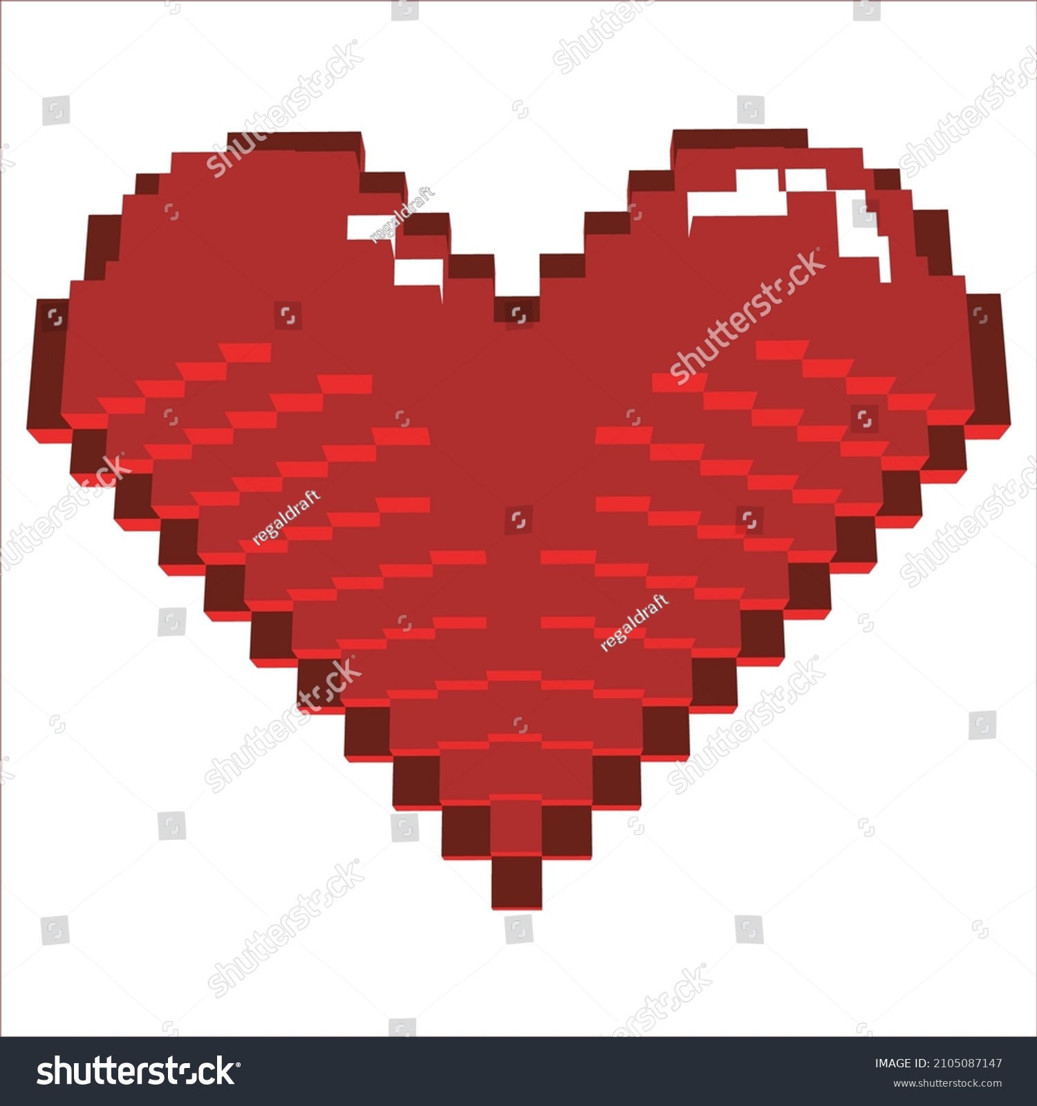 Illustration 3D models of the Pixel art Heart - Royalty Free Stock ...