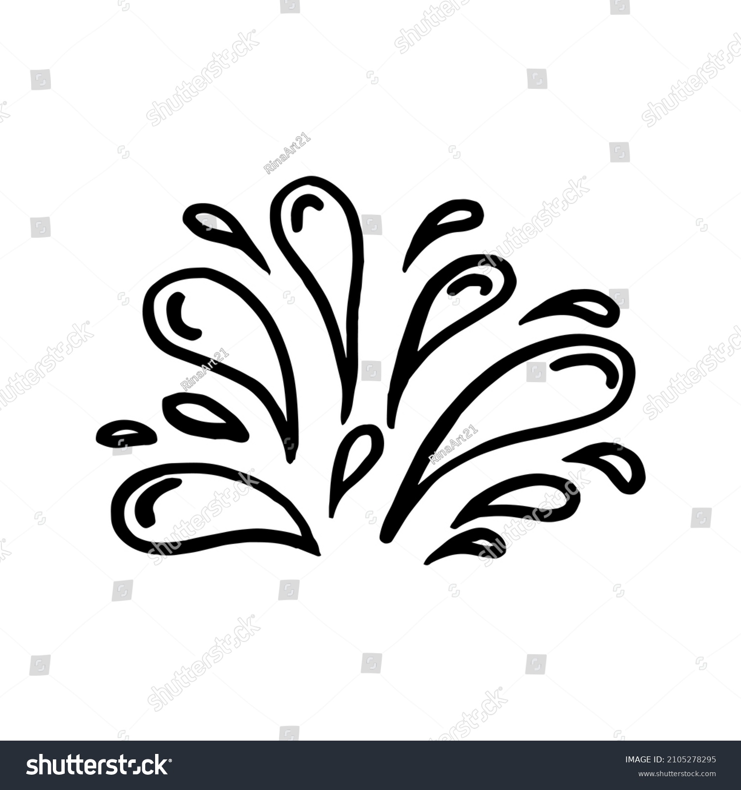 doodle water burst splash illustration hand - Royalty Free Stock Vector ...