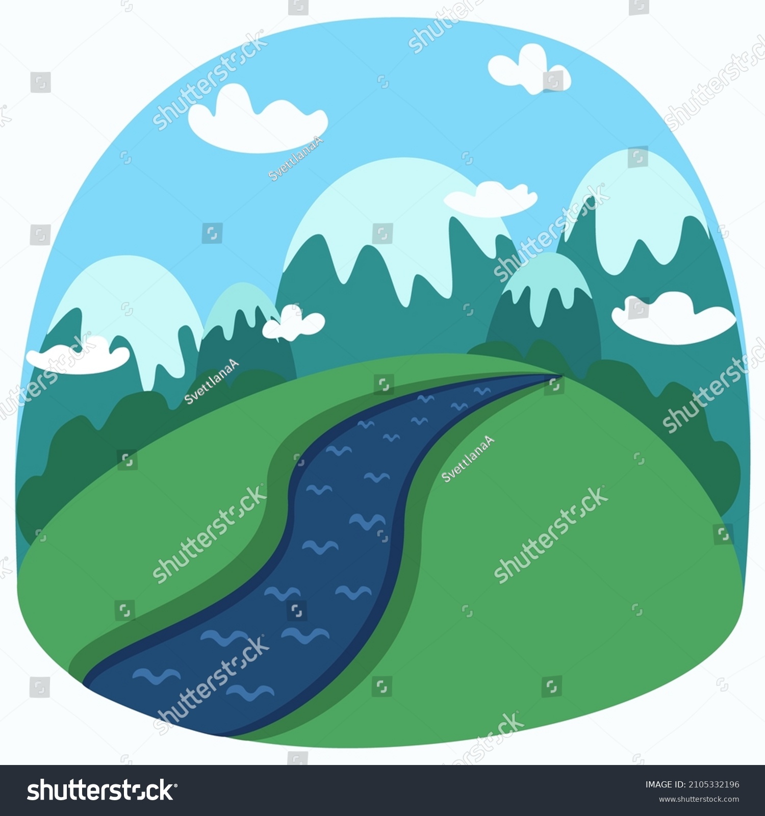 Vector illustration of a cute cartoon mountain - Royalty Free Stock ...