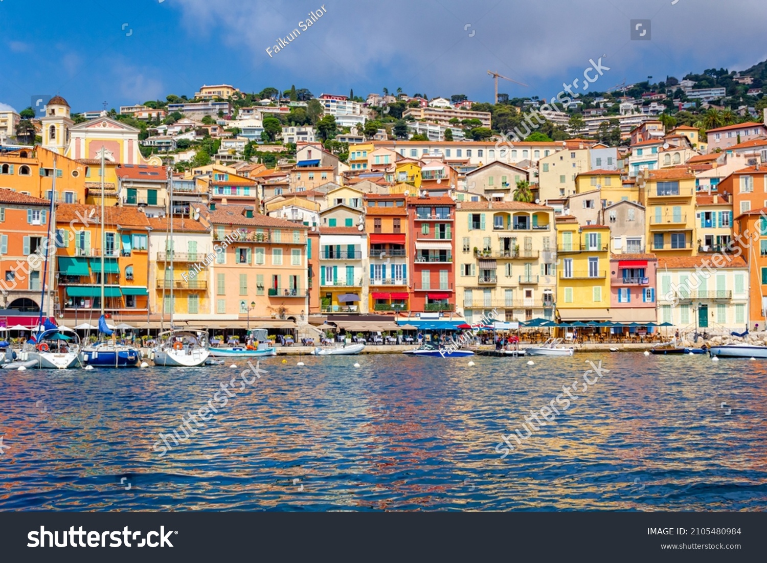 The colorful houses of Villefranche sur Mer in France. #2105480984