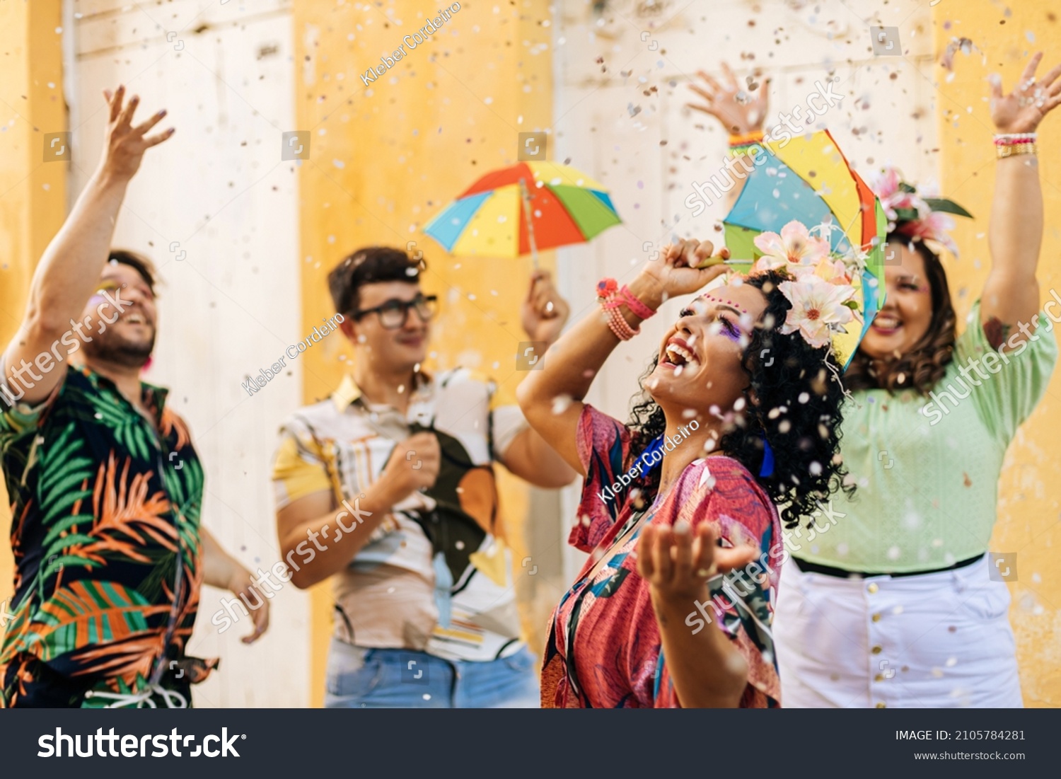 Brazilian Carnival. Group of friends celebrating carnival party #2105784281