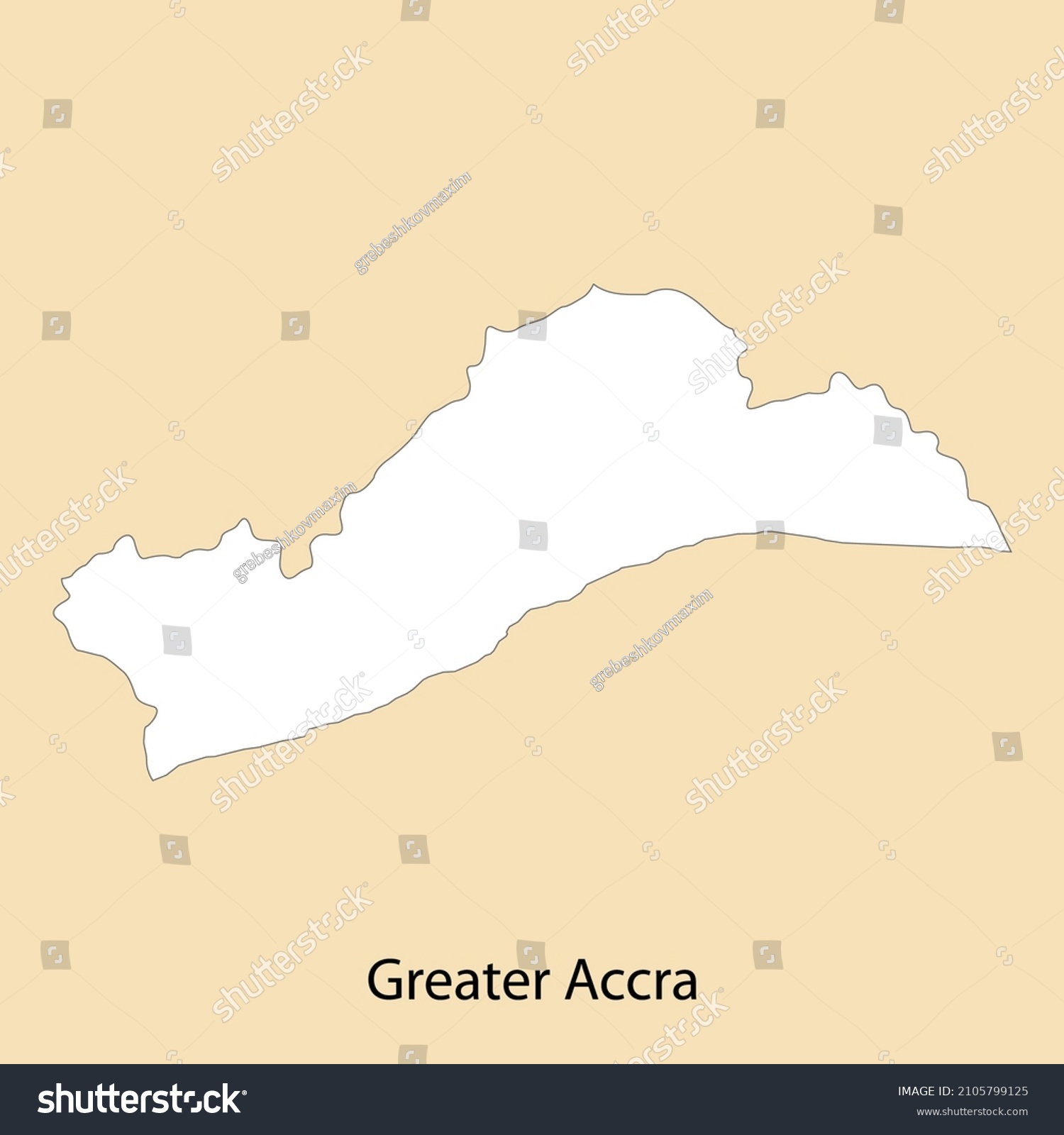 High Quality Map Of Greater Accra Is A Region Of - Royalty Free Stock 