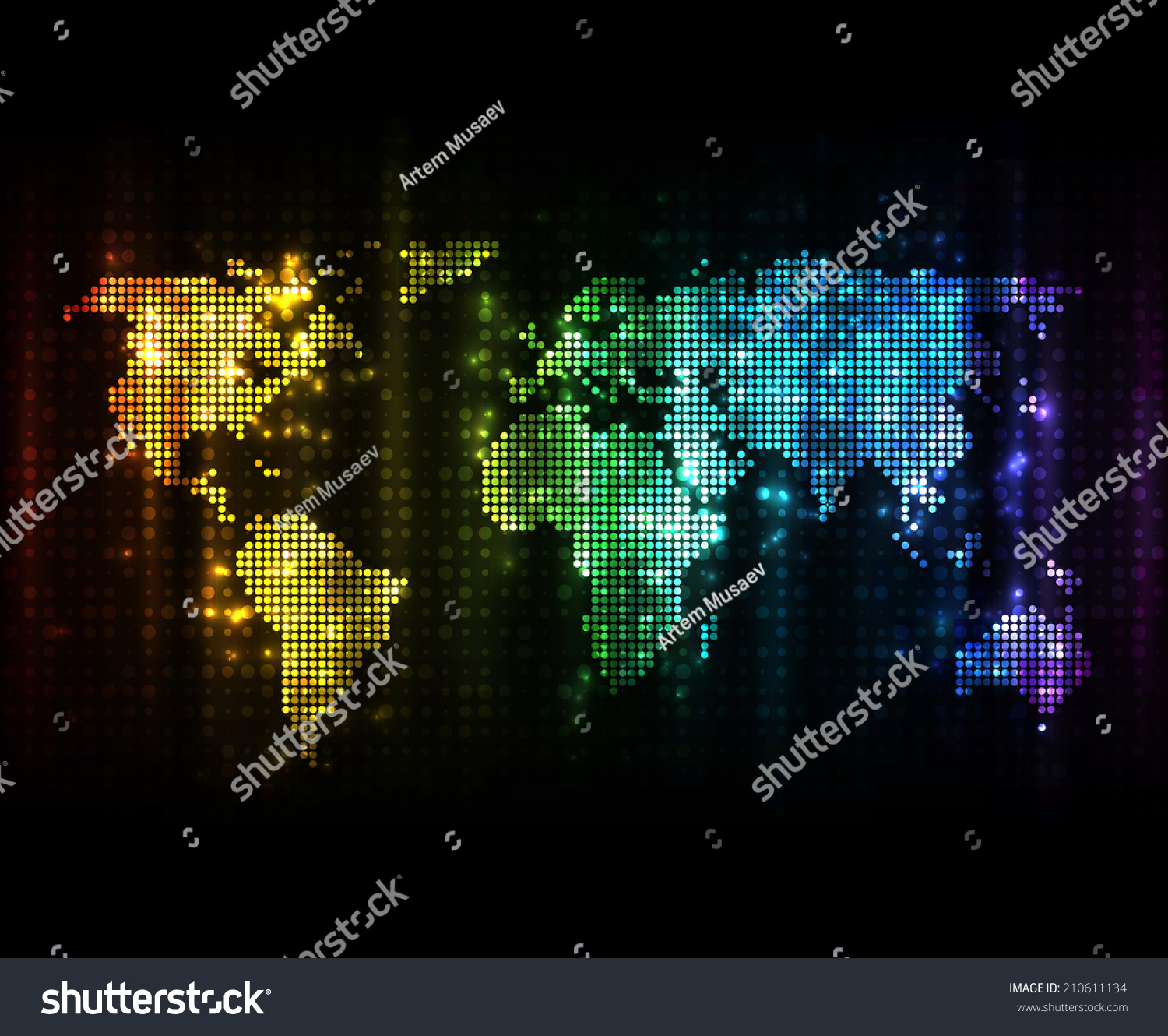 Glowing world map with light effects on dark - Royalty Free Stock ...