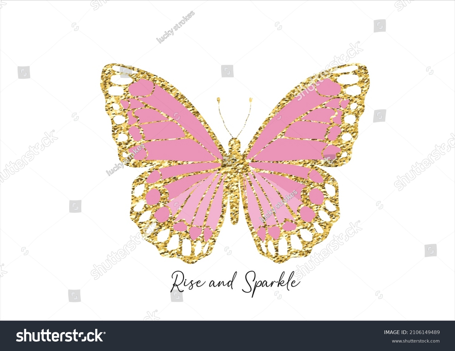 Golden Pink Glitter Butterfly Butterflies And Royalty Free Stock Vector Avopix Com