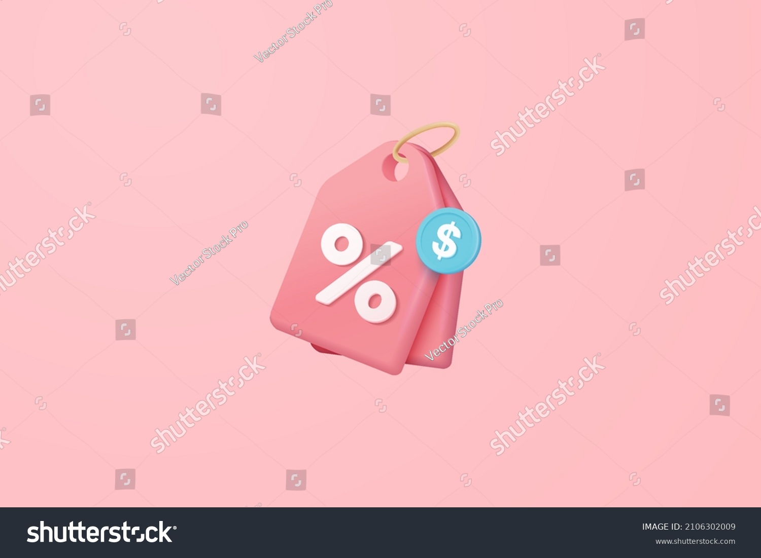 online shopping tag price 3d render vector, discount coupon of cash for future use. sales with an excellent offer 3d for shopping online, Special offer promotion on 3d price tags on pink background #2106302009