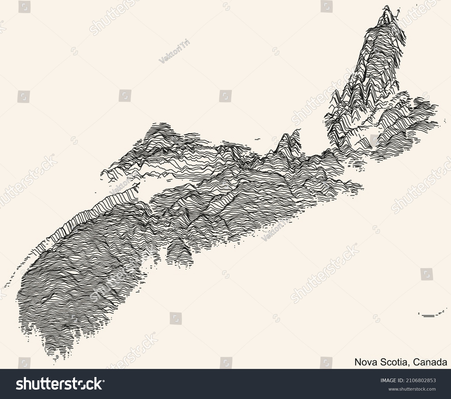 Topographic relief map of the Canadian province - Royalty Free Stock ...