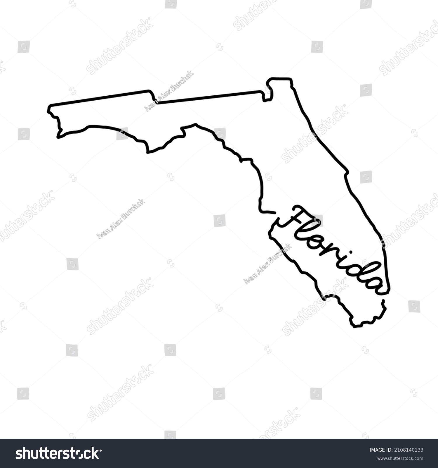 Florida US state outline map with the - Royalty Free Stock Vector ...