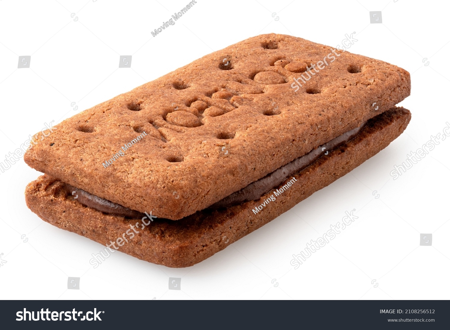 Bourbon chocolate cream biscuit isolated on white. #2108256512