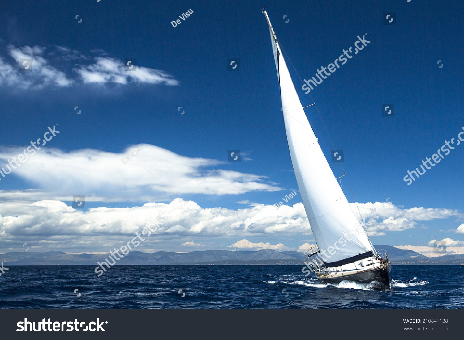 Luxury yachts. Boat in sailing regatta (with space for text) #210841138