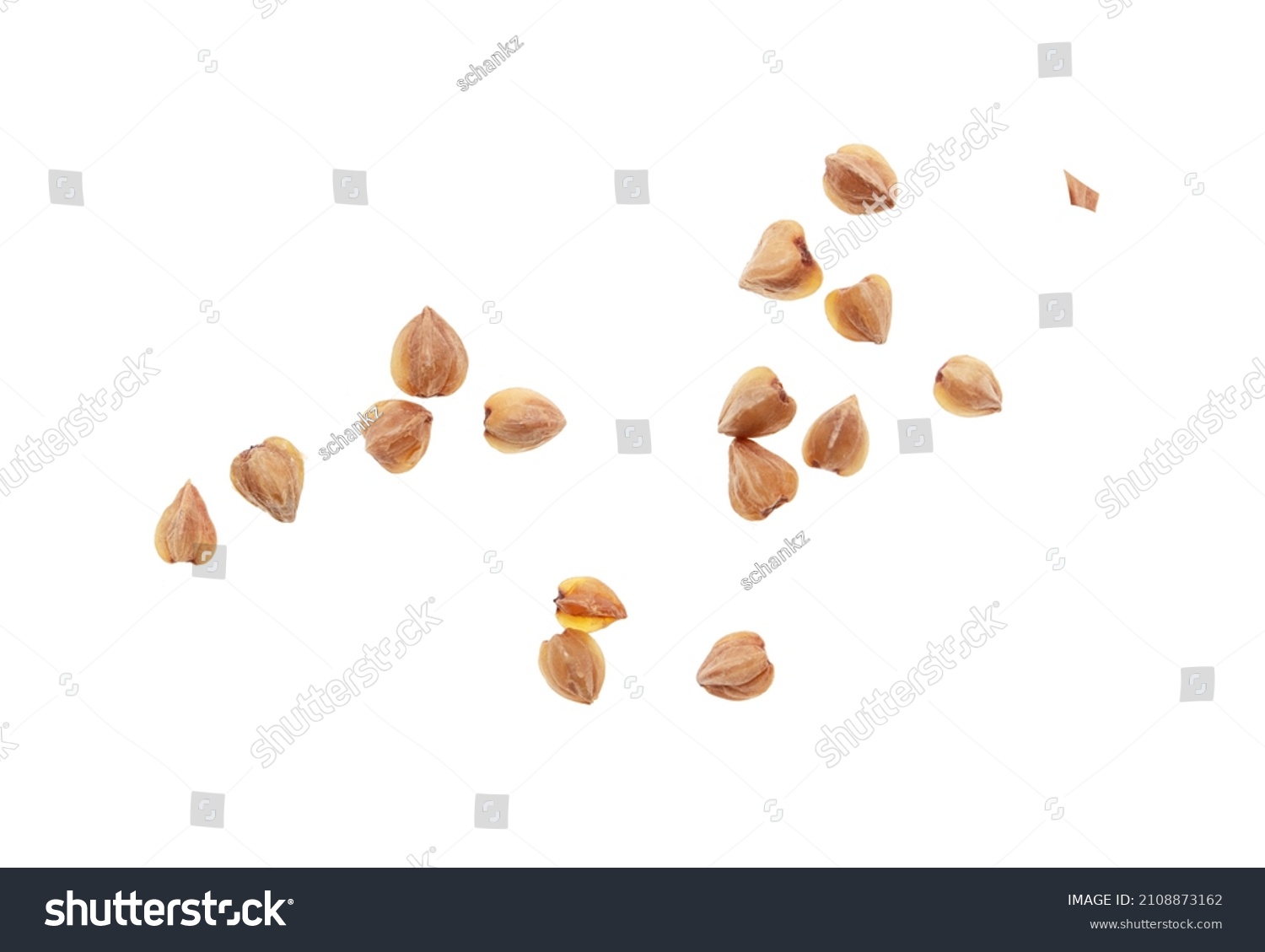 Buckwheat groats isolated on white background. Close-up #2108873162