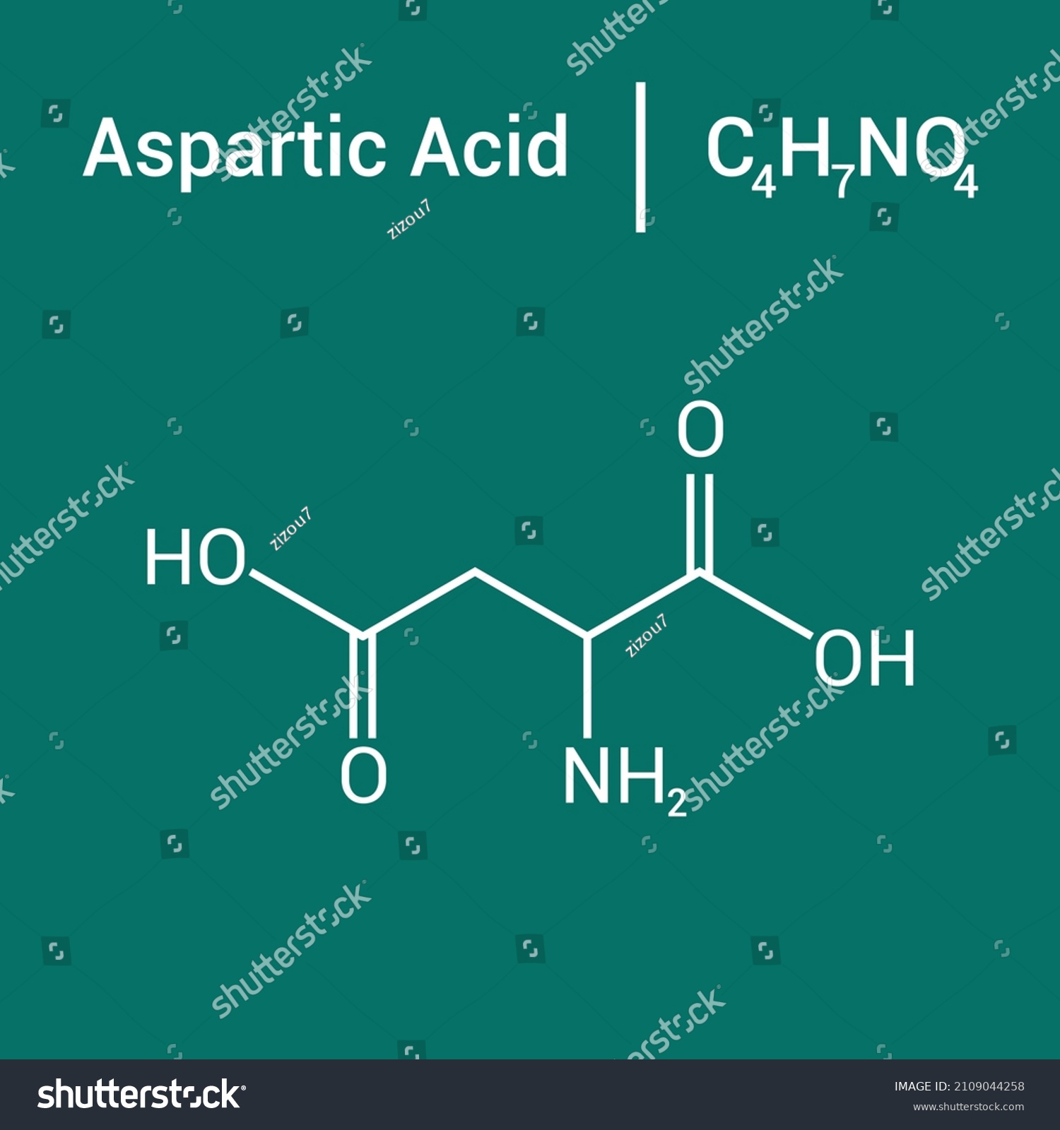 chemical structure of Aspartic acid (C4H7NO4) - Royalty Free Stock ...