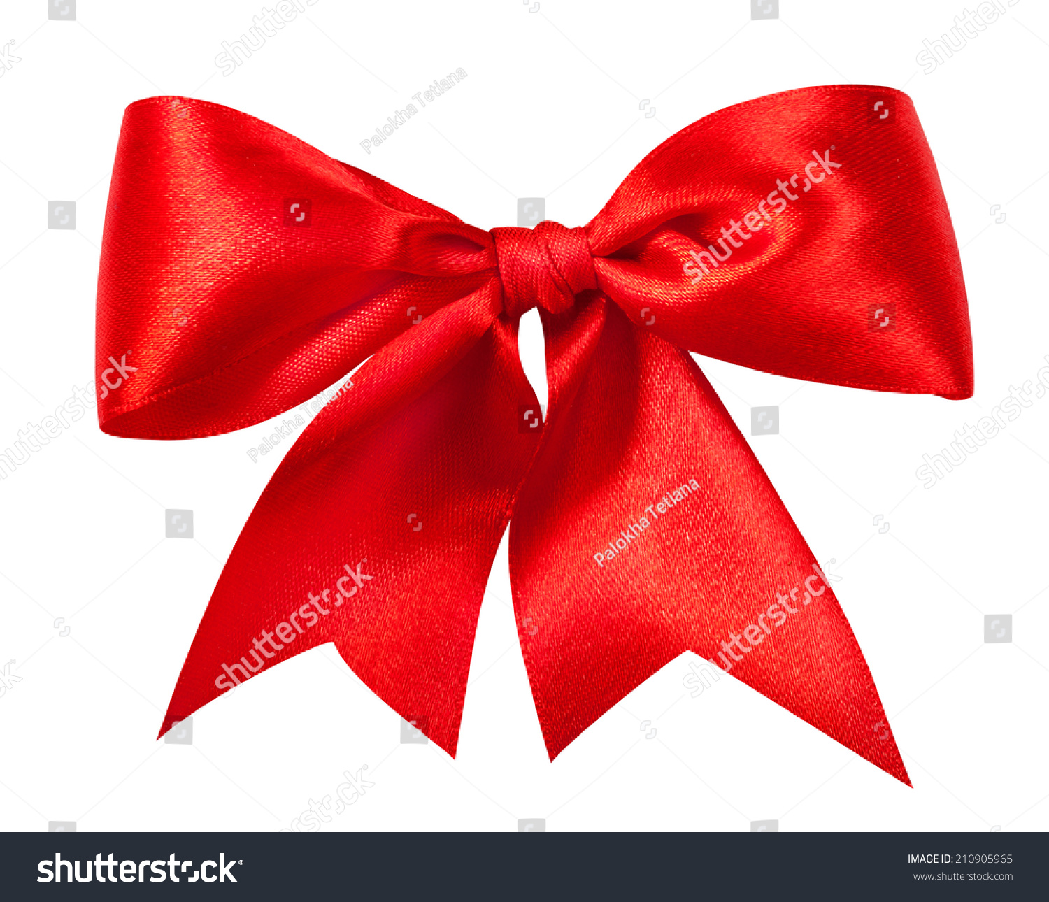 Red gift bow. Ribbon. Isolated on white. Clipping Path #210905965