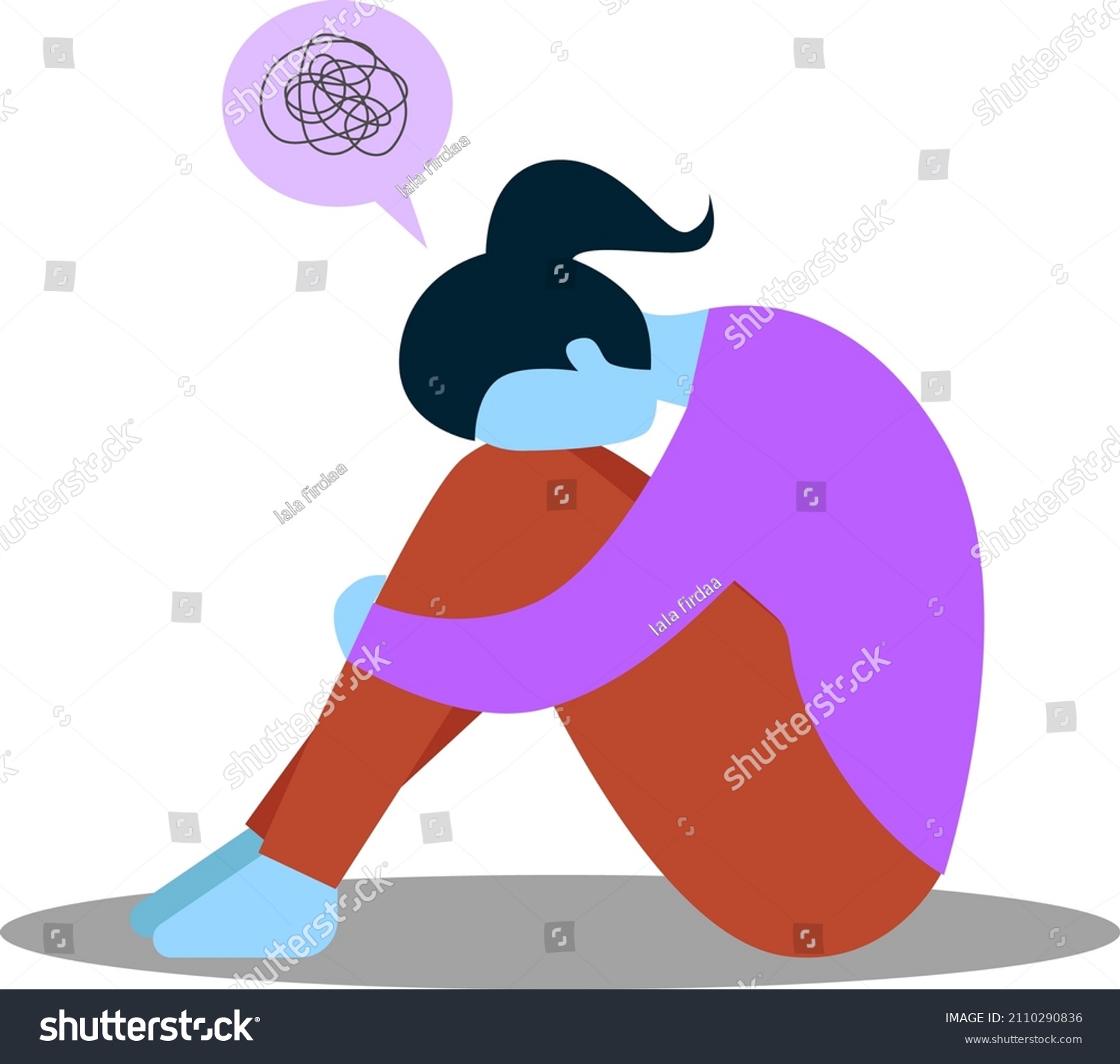 girl having depression, vector graphic - Royalty Free Stock Vector ...