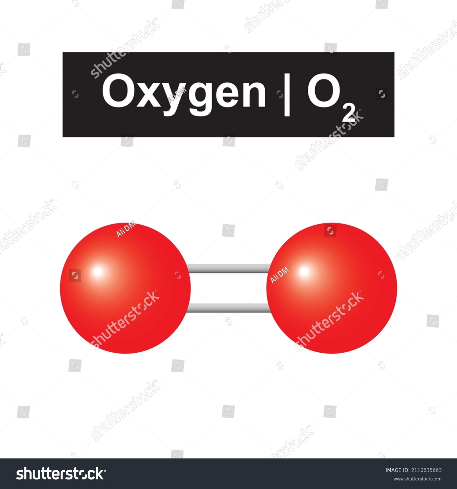 Molecular Model Of Oxygen O2 Molecule Vector Royalty Free Stock Vector 2110835663 4659