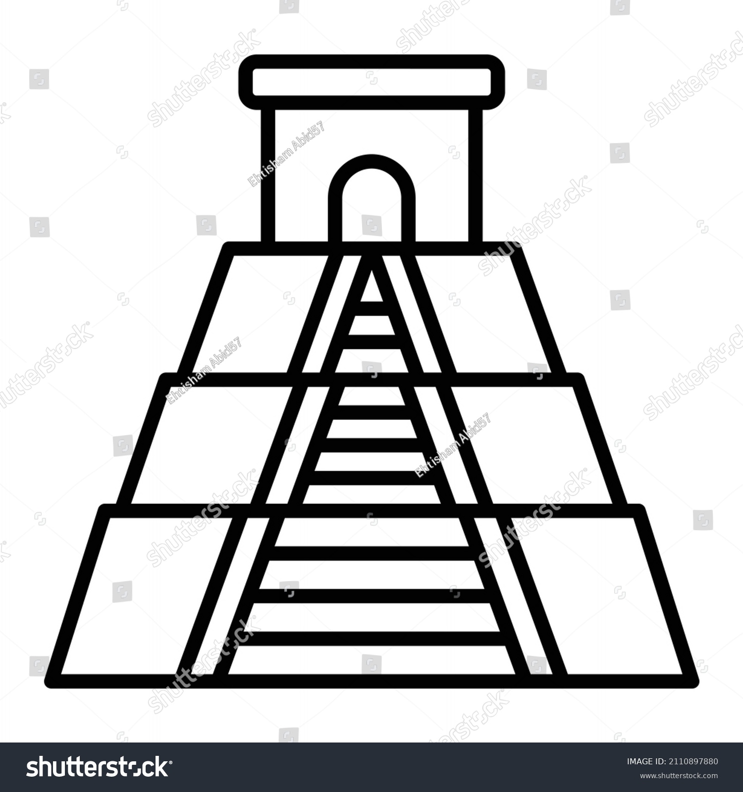 Teotihuacan Vector Outline Icon Isolated On - Royalty Free Stock Vector ...