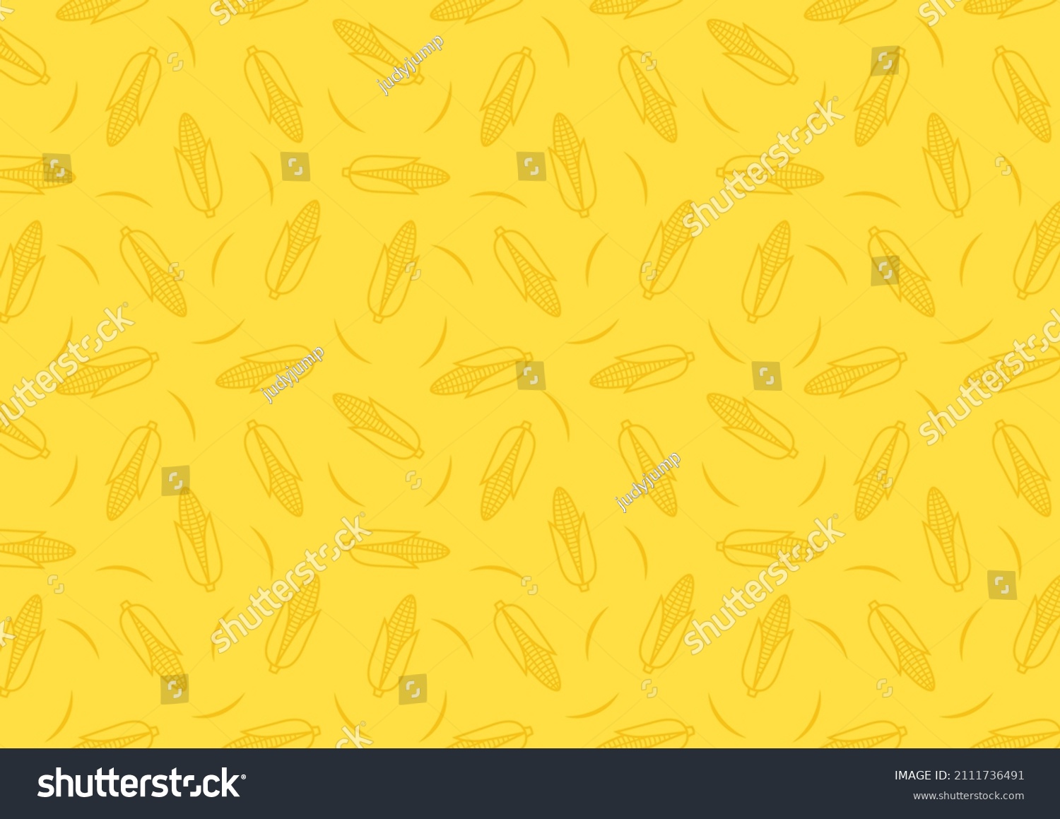 Corn icon. Corn doodle pattern wallpaper. Corn on yellow background. #2111736491