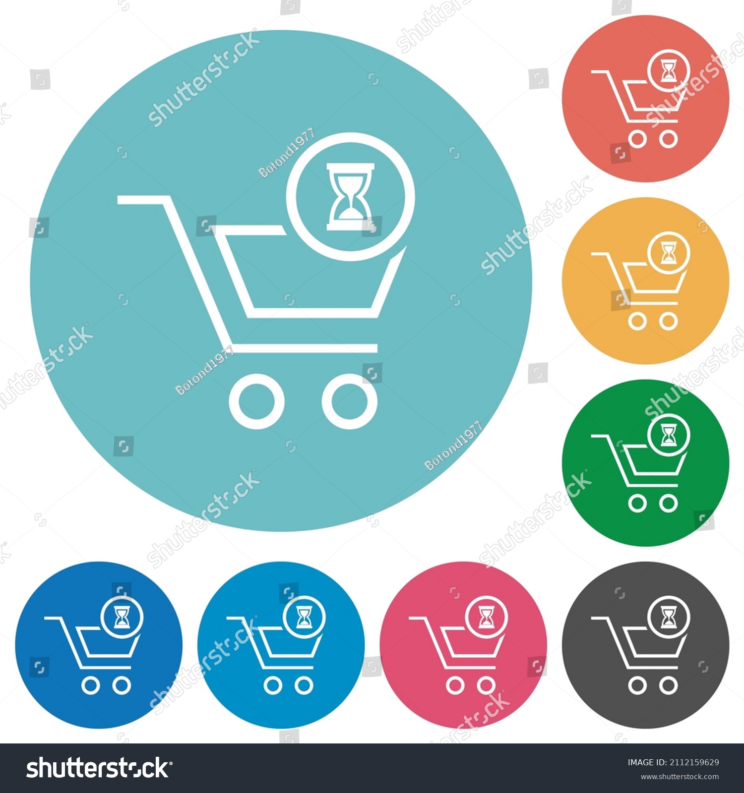 Cart waiting outline flat white icons on round - Royalty Free Stock ...