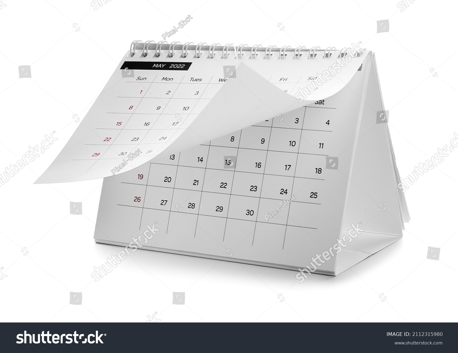 Paper calendar for 2022 year on white background #2112315980