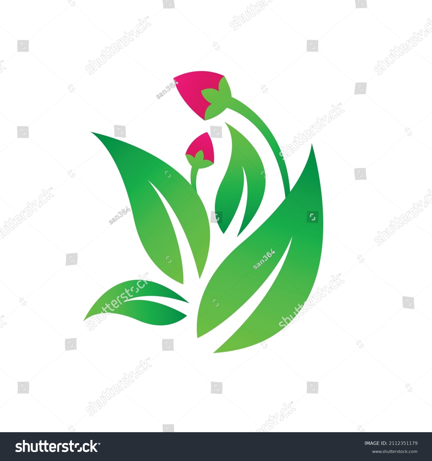 Eco Friendly Logo With Green Leaves With Flower - Royalty Free Stock 