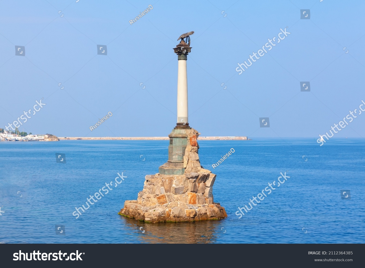 Monument in Black Sea in Sevastopol Crimea . Monument to the Sunken Ships #2112364385