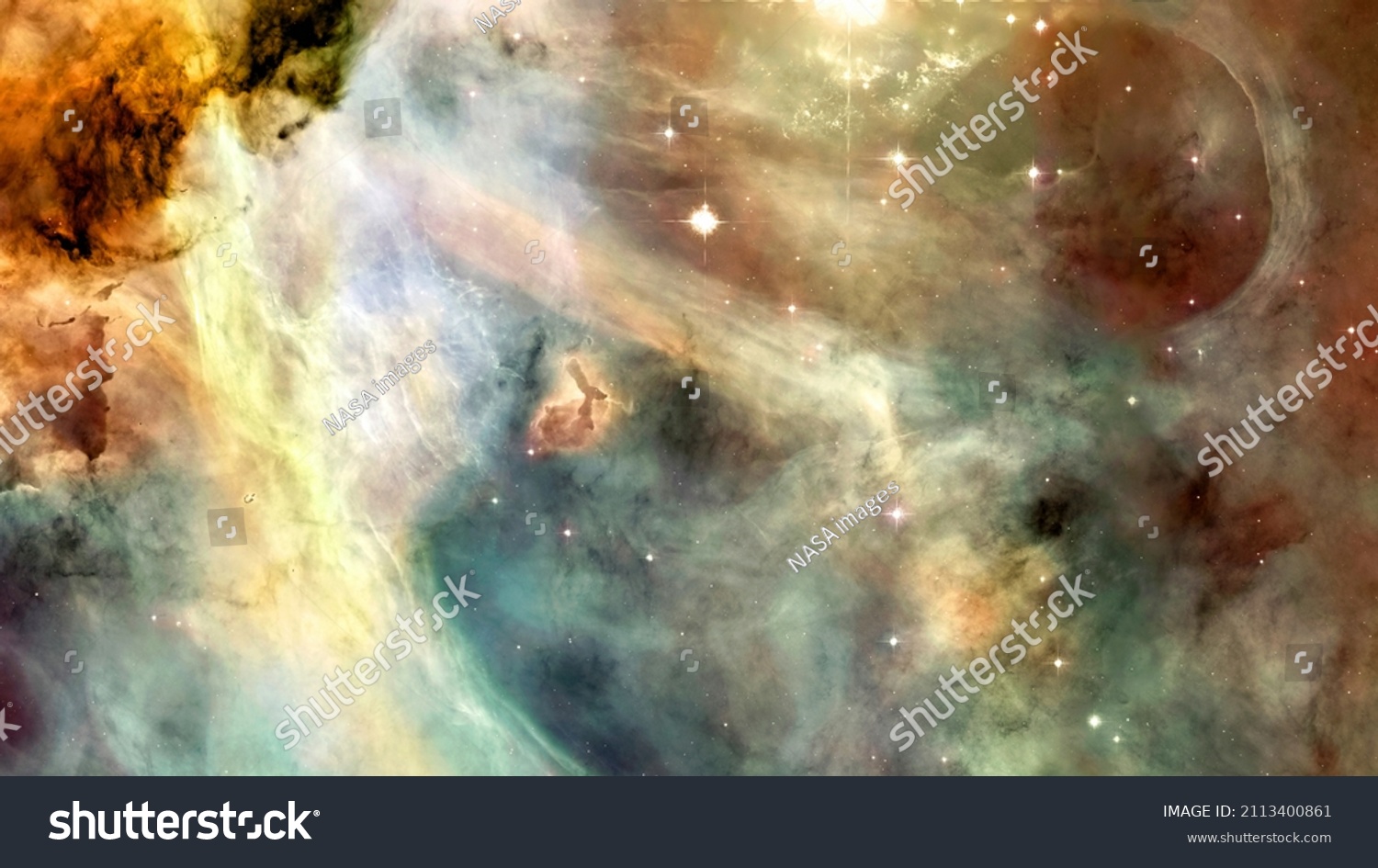 Awesome galaxy somewhere in outer space. Cosmic wallpaper. Elements of this image furnished by NASA. #2113400861