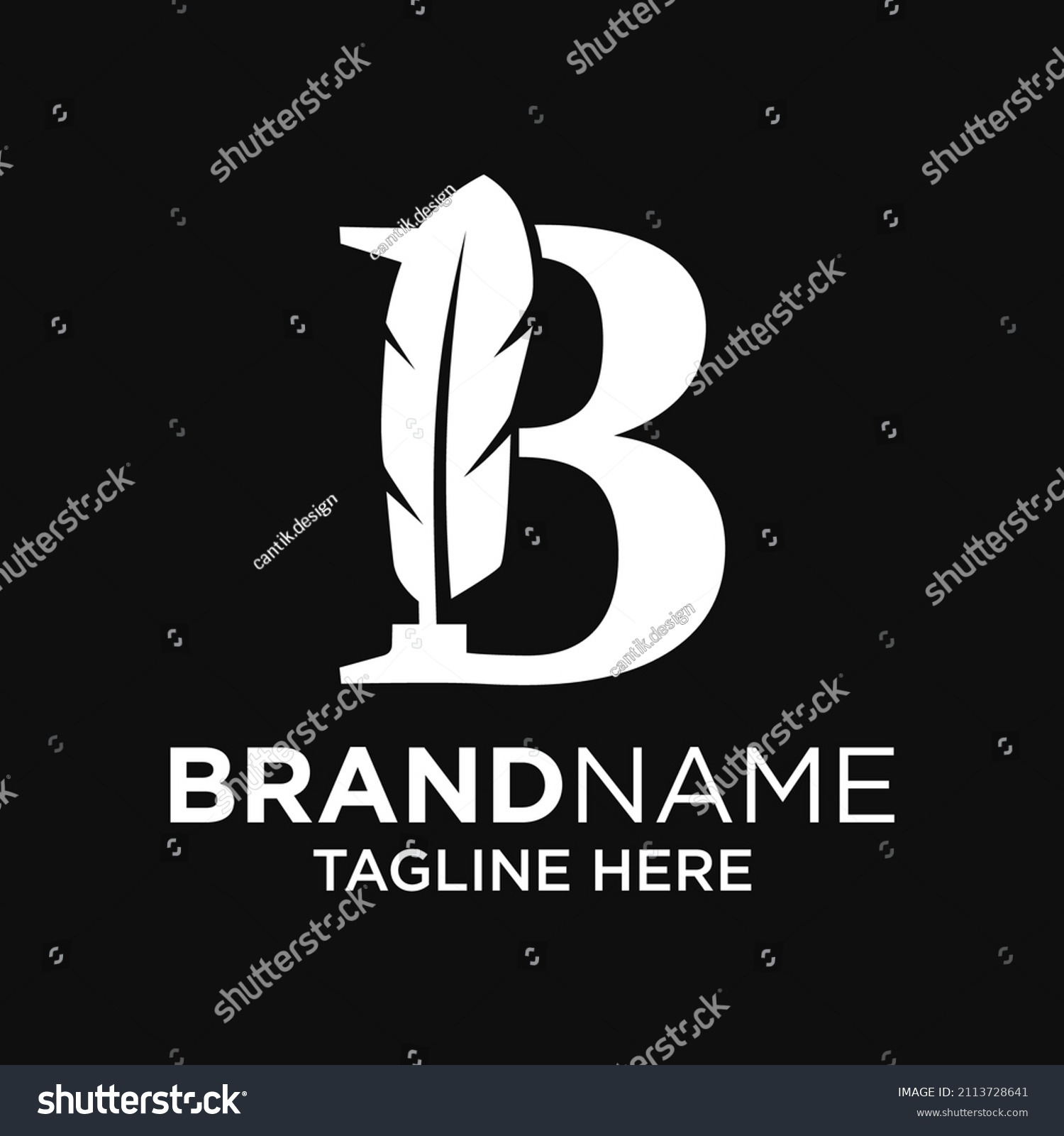 Letter B Feather Logo Design Template - Royalty Free Stock Vector ...