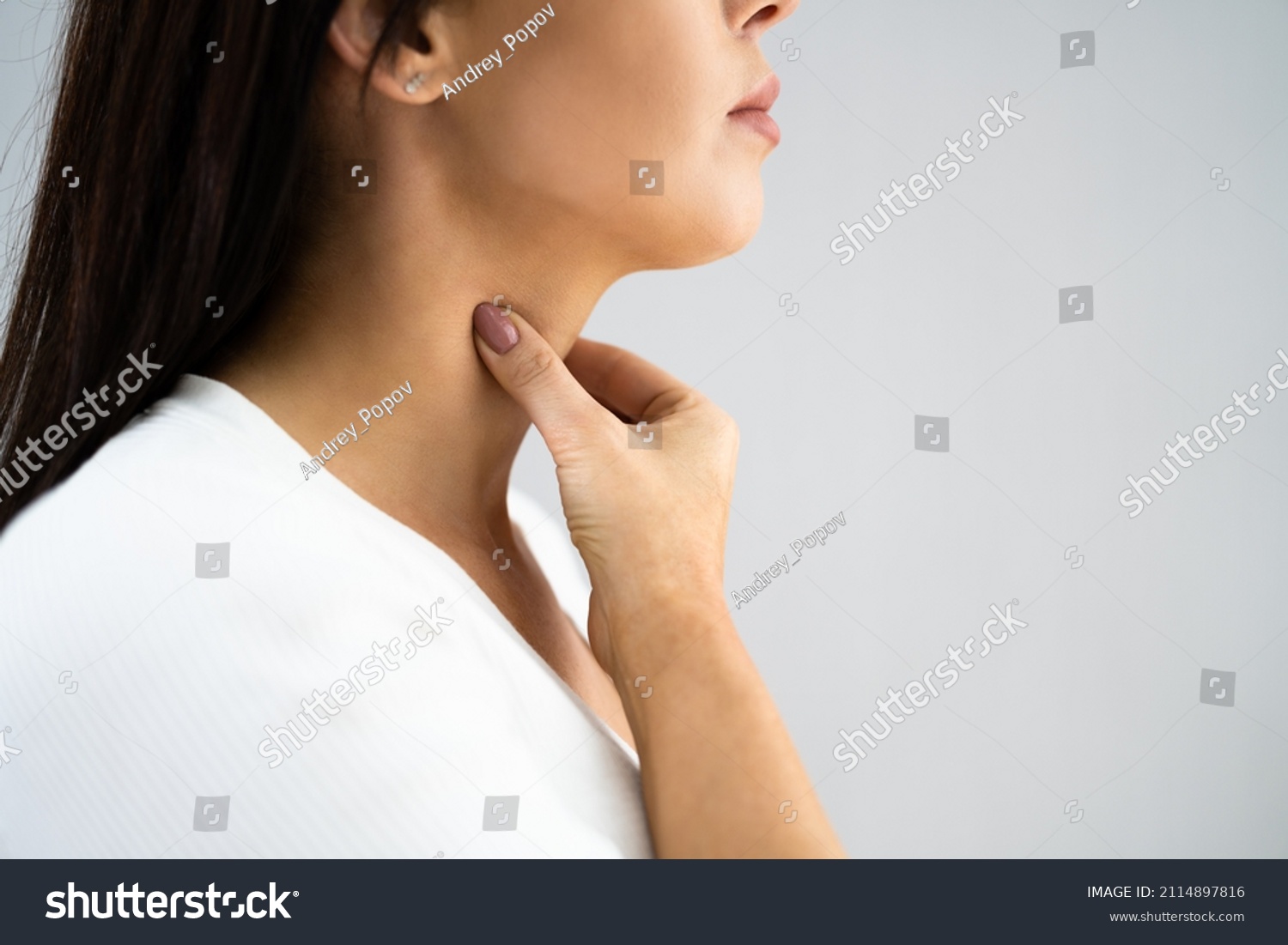 Neck And Throat Pain From Laryngitis Disease #2114897816