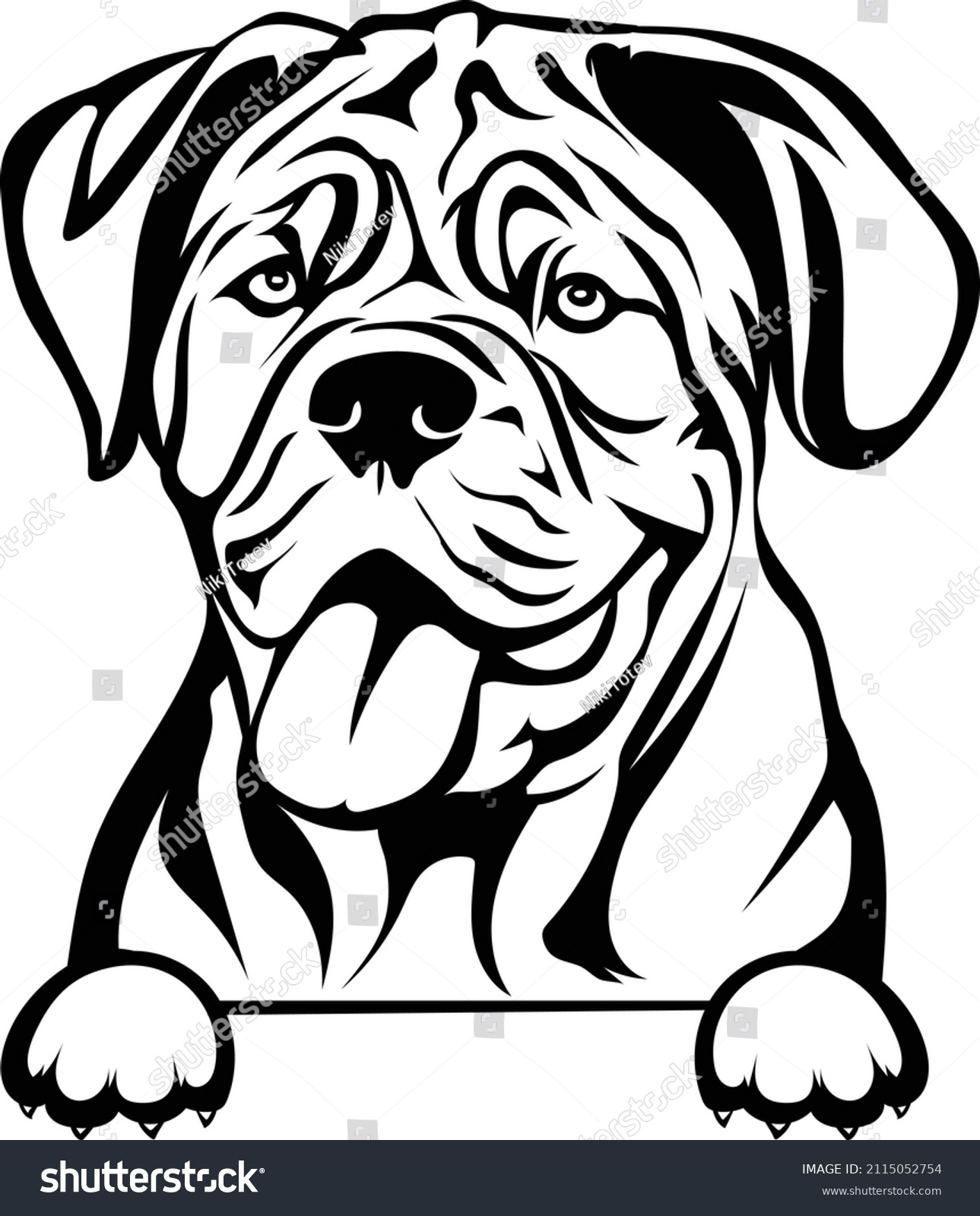 Mastiff Peeking Dog Vector Image Mastiff Lovers - Royalty Free Stock ...