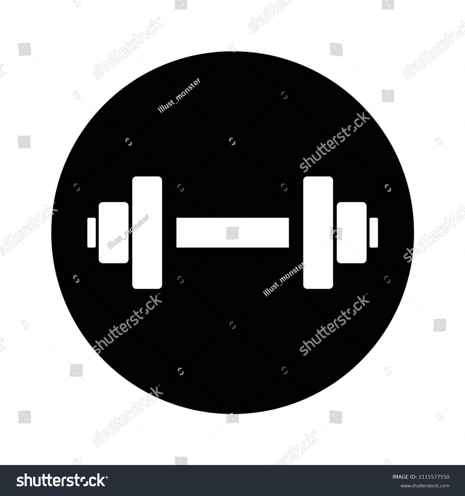 Dumbbell icon in a black circle. Strength - Royalty Free Stock Vector ...