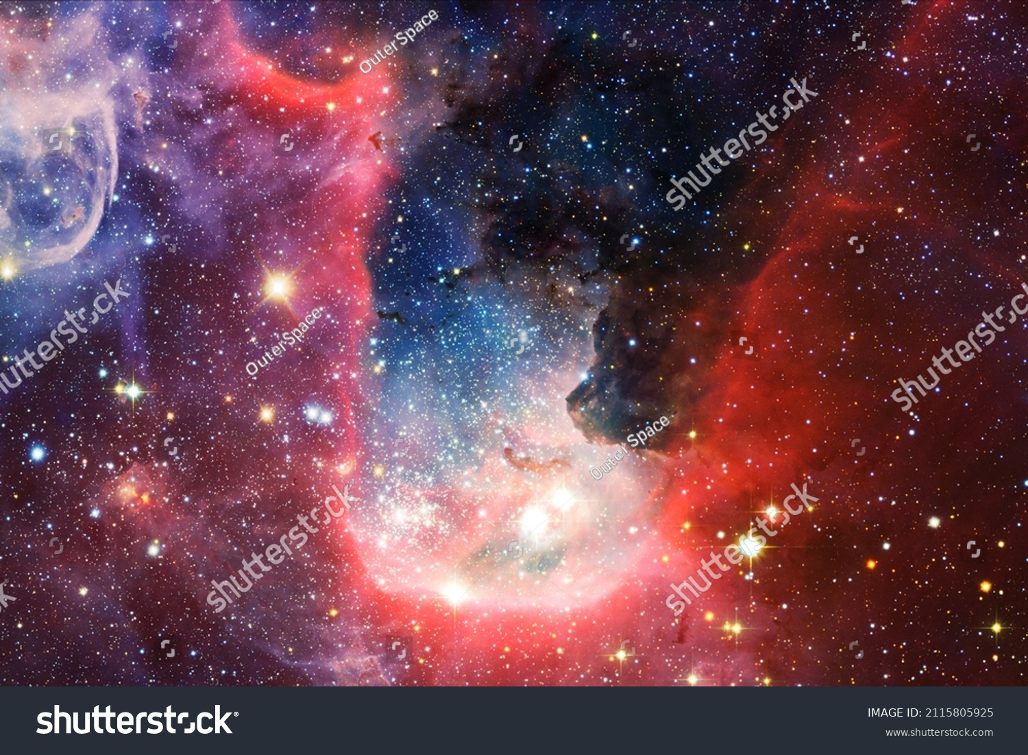 Beautiful galaxy somewhere in deep space. Cosmic wallpaper. Elements of this image furnished by NASA #2115805925
