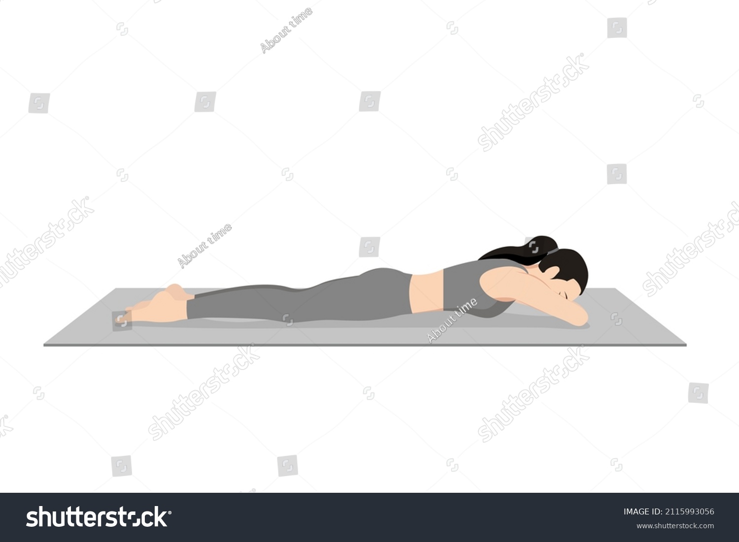 Crocodile Pose, Makarasana,. Beautiful girl - Royalty Free Stock Vector ...