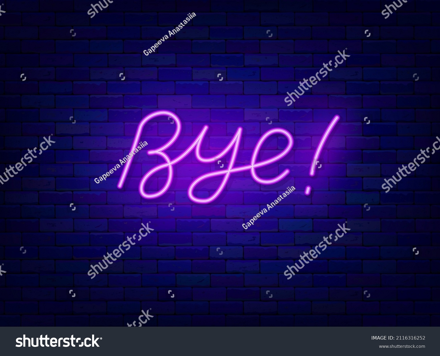 Bye neon lettering. Shiny calligraphy. Glowing - Royalty Free Stock ...