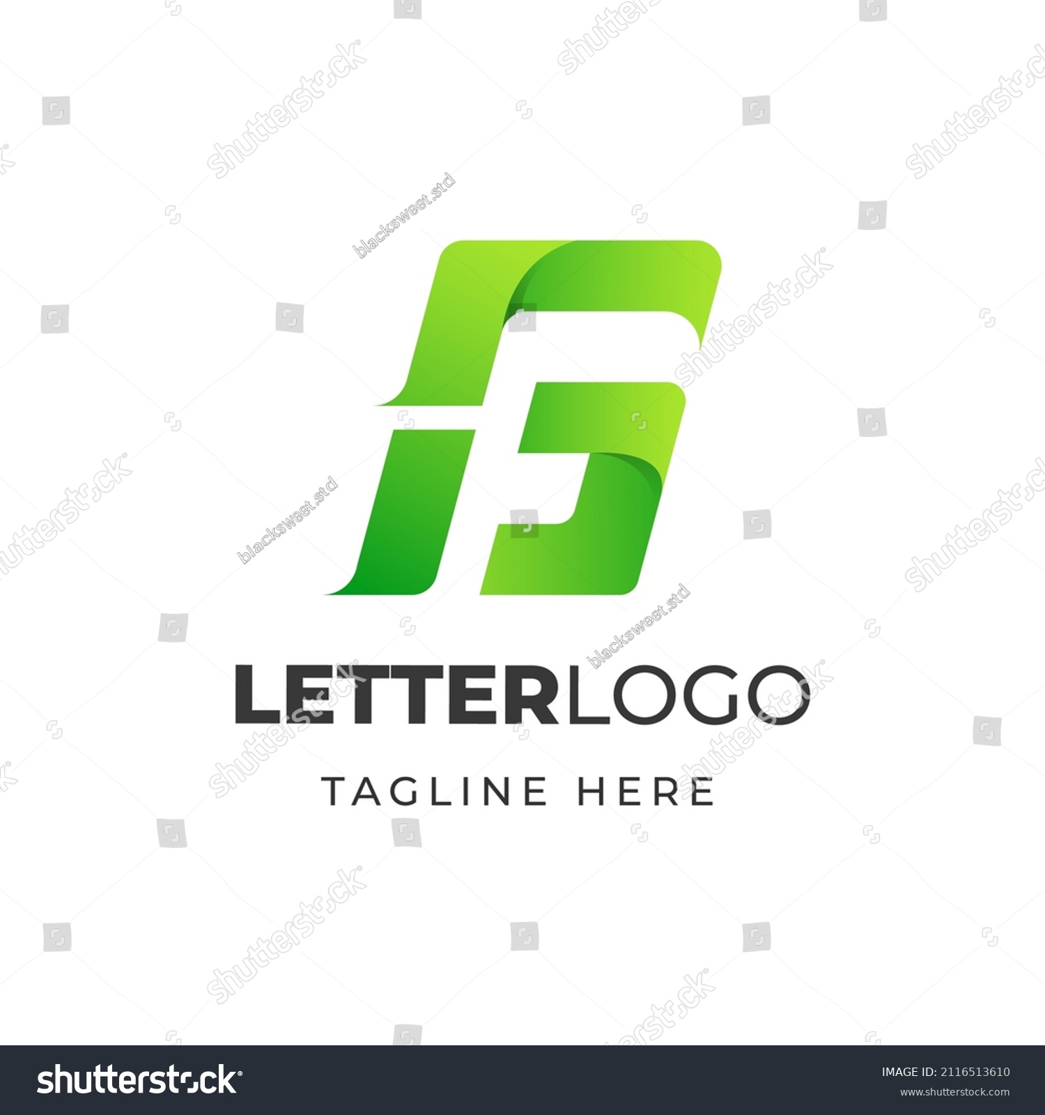 Letter G F Vector Logo Design With Green Royalty Free Stock Vector