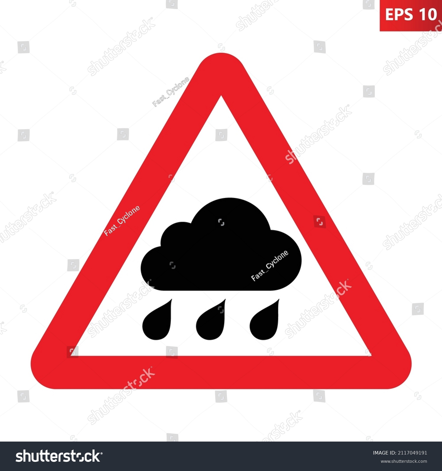 Rain Warning Sign. Vector Illustration Of Red - Royalty Free Stock ...