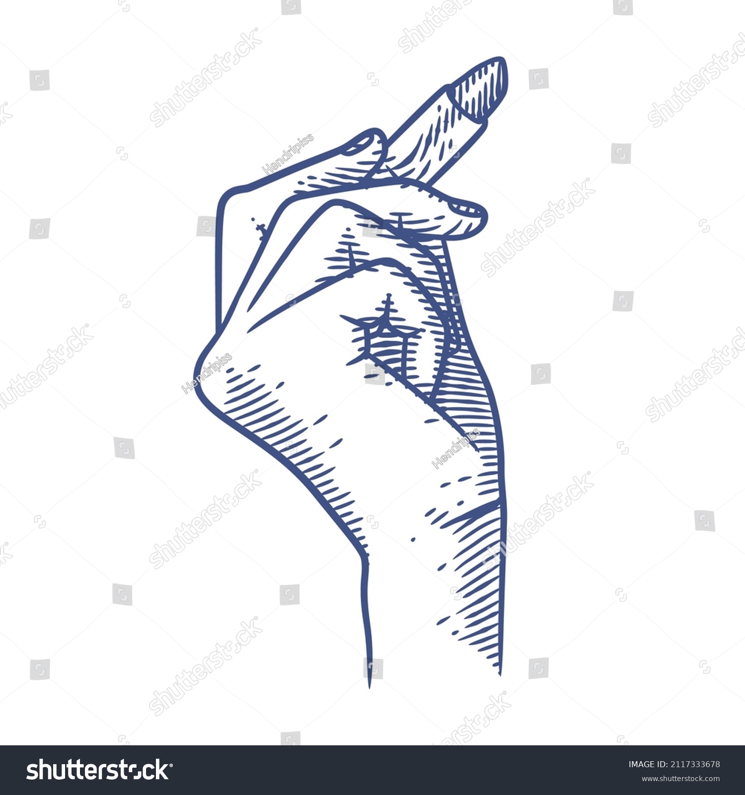 Female Hand Holding Lipstick Line Art Vector Royalty Free Stock Vector 2117333678