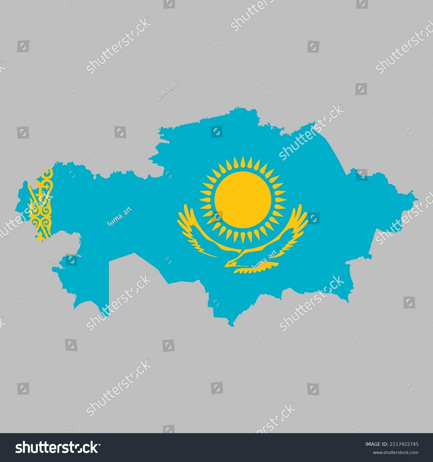 Kazakhstan flag inside the Kazakh map borders - Royalty Free Stock ...