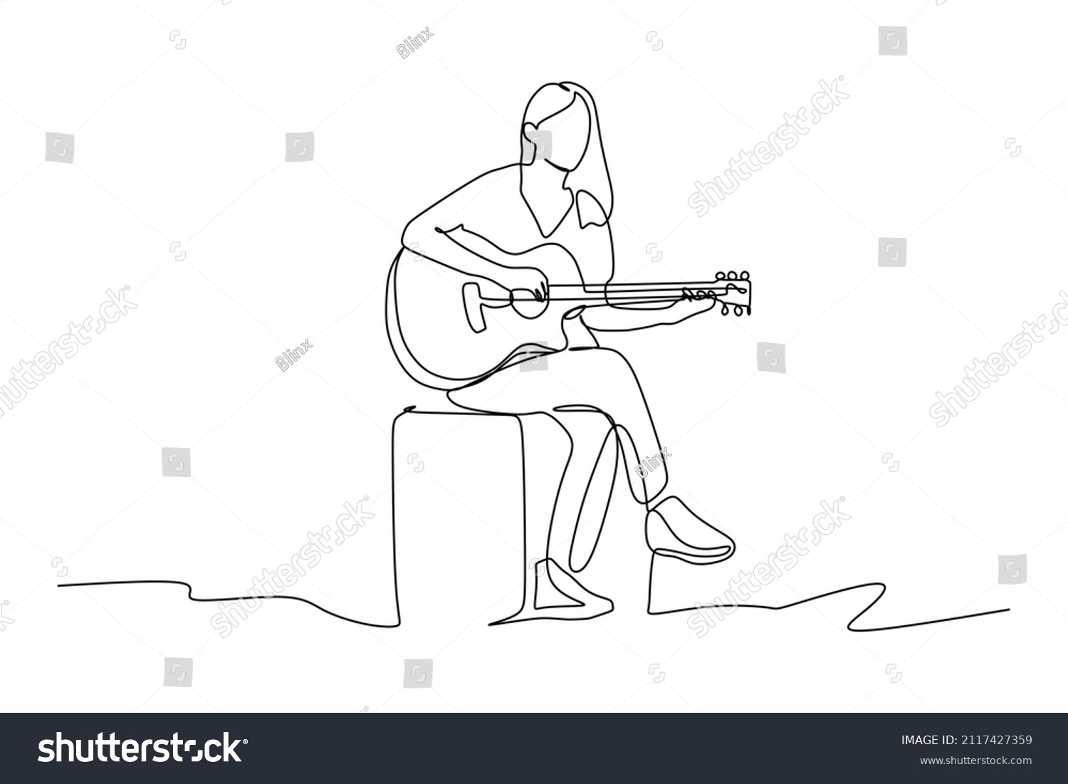 continuous line drawing of female sitting - Royalty Free Stock Vector ...