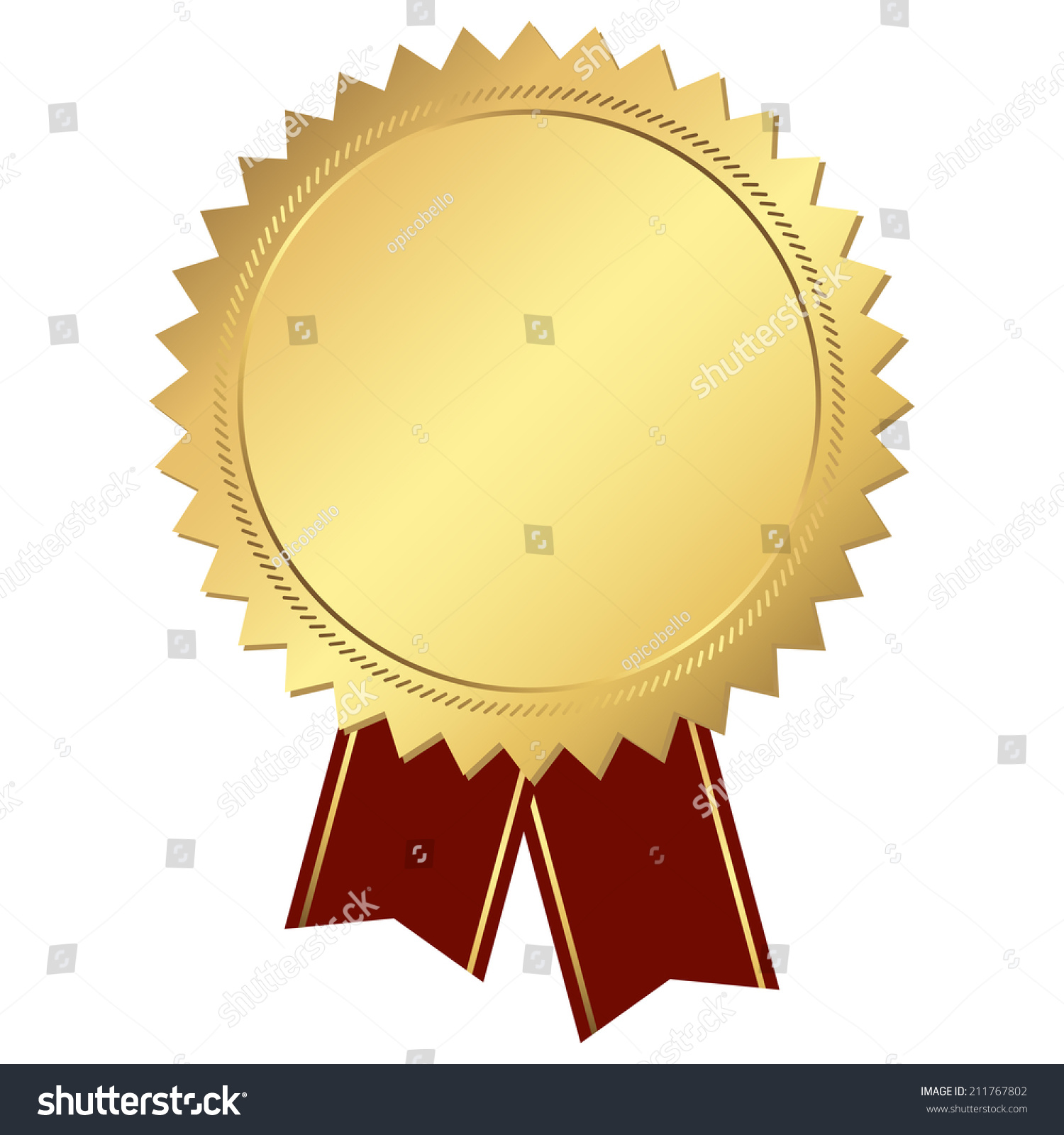 gold button with ribbon template - Royalty Free Stock Vector 211767802 ...